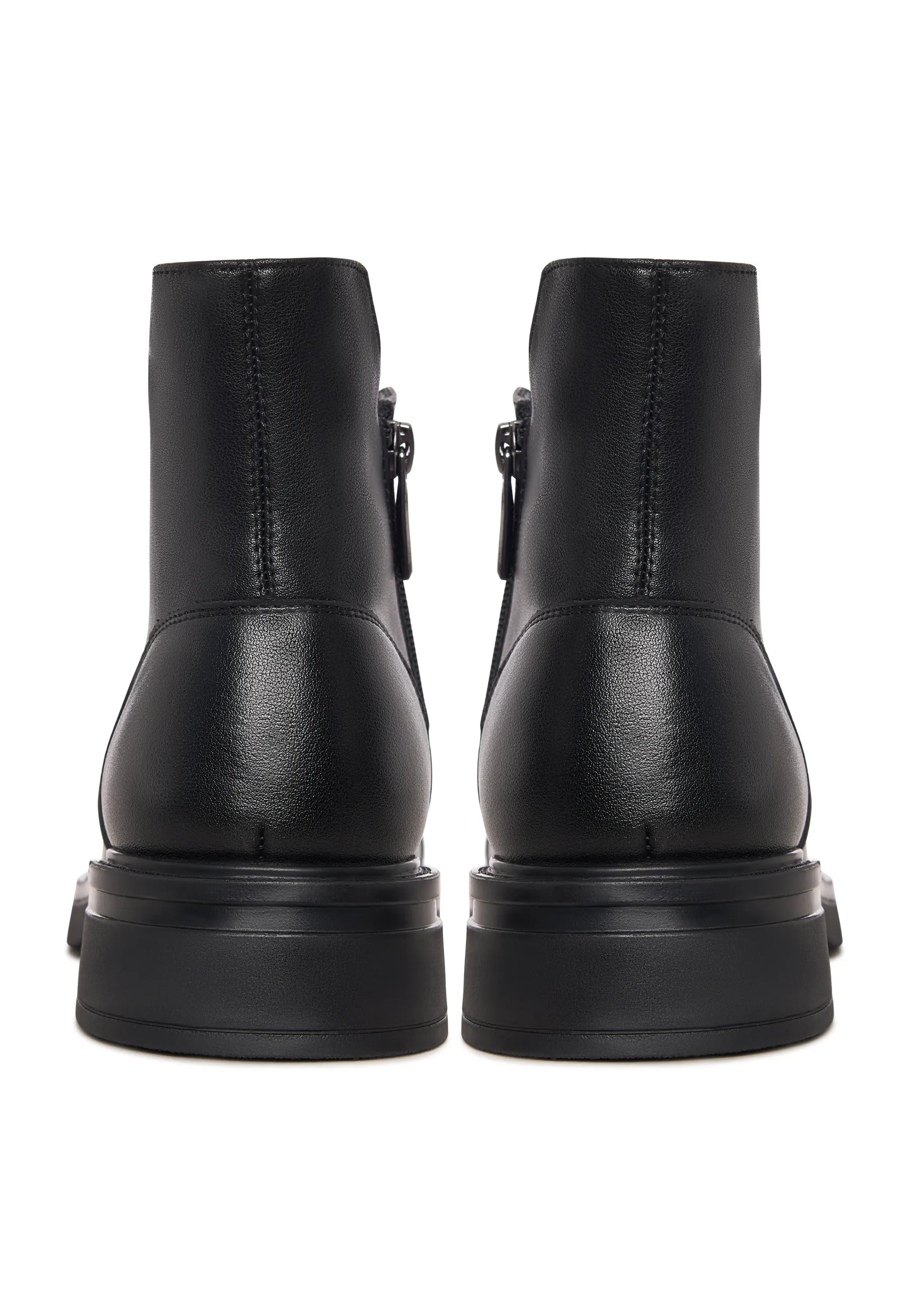 Structured Lace-Up Combat Boot - Black