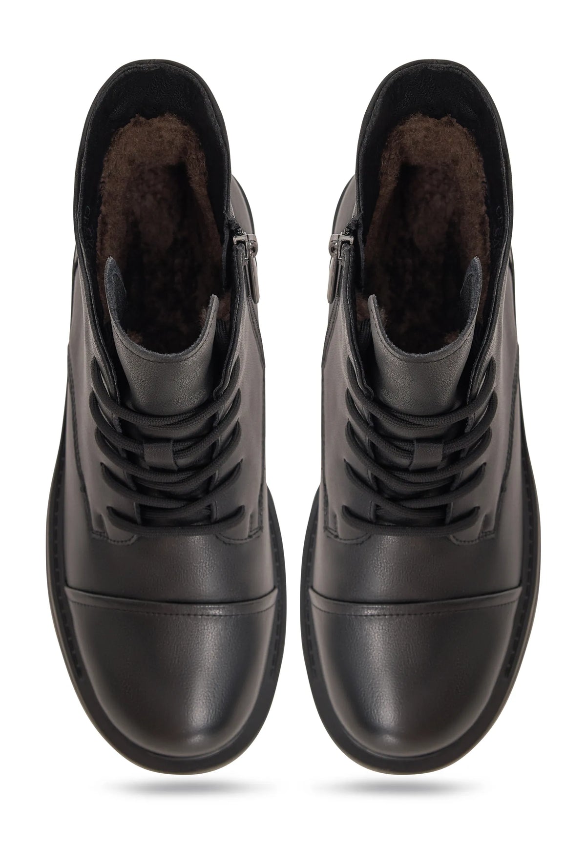 Structured Lace-Up Combat Boot - Black