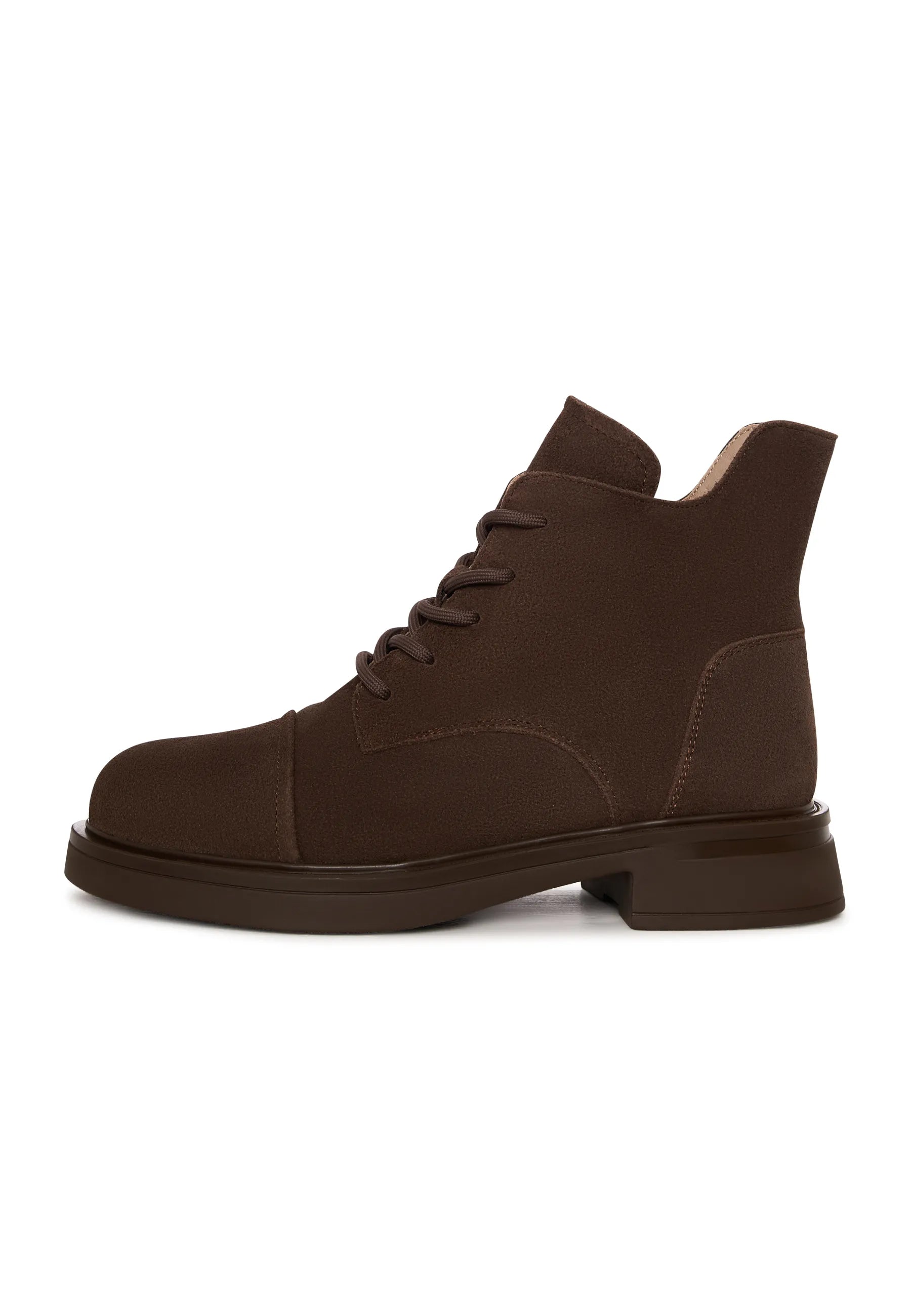 Structured Lace-Up Combat Boot - Brown