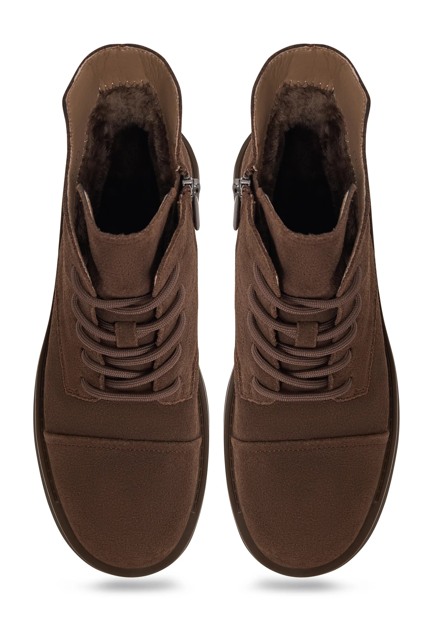 Structured Lace-Up Combat Boot - Brown