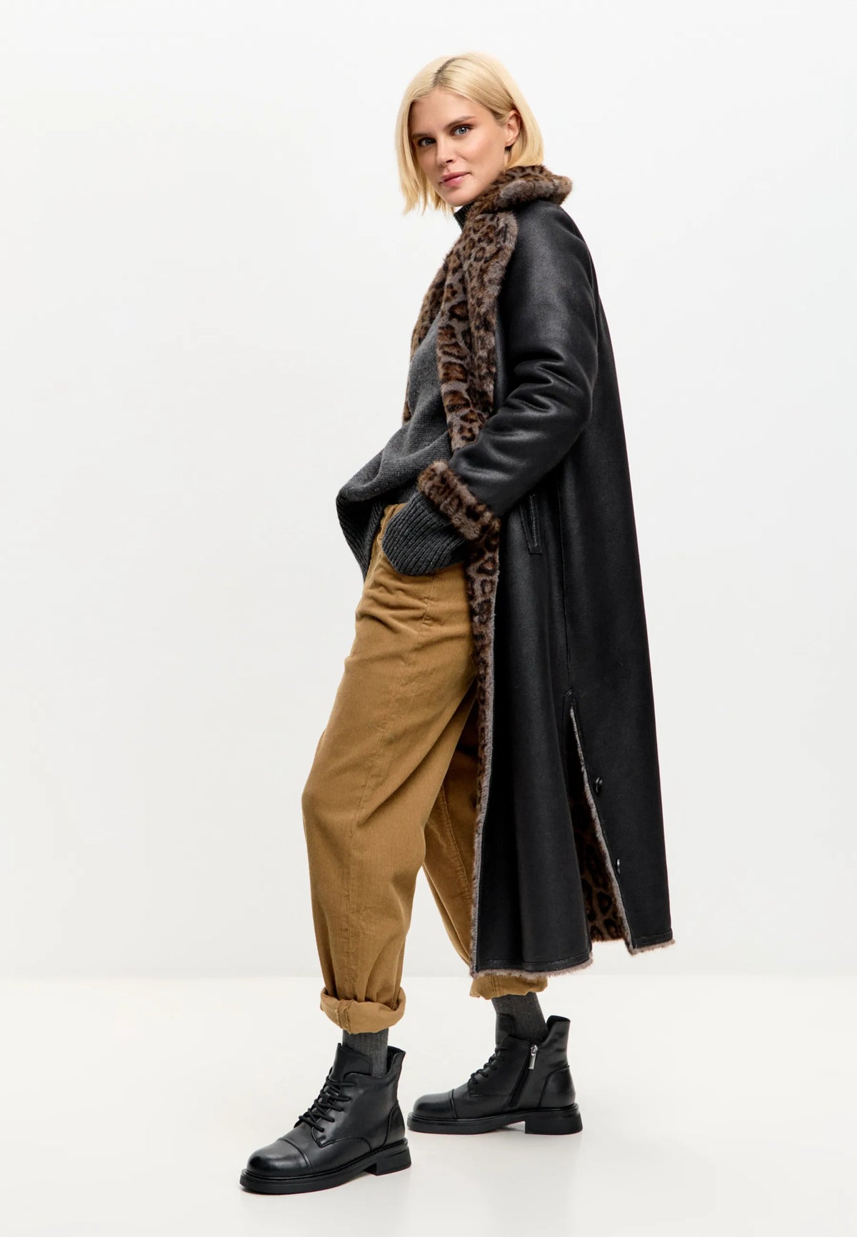 Structured Lace-Up Combat Boot - Black