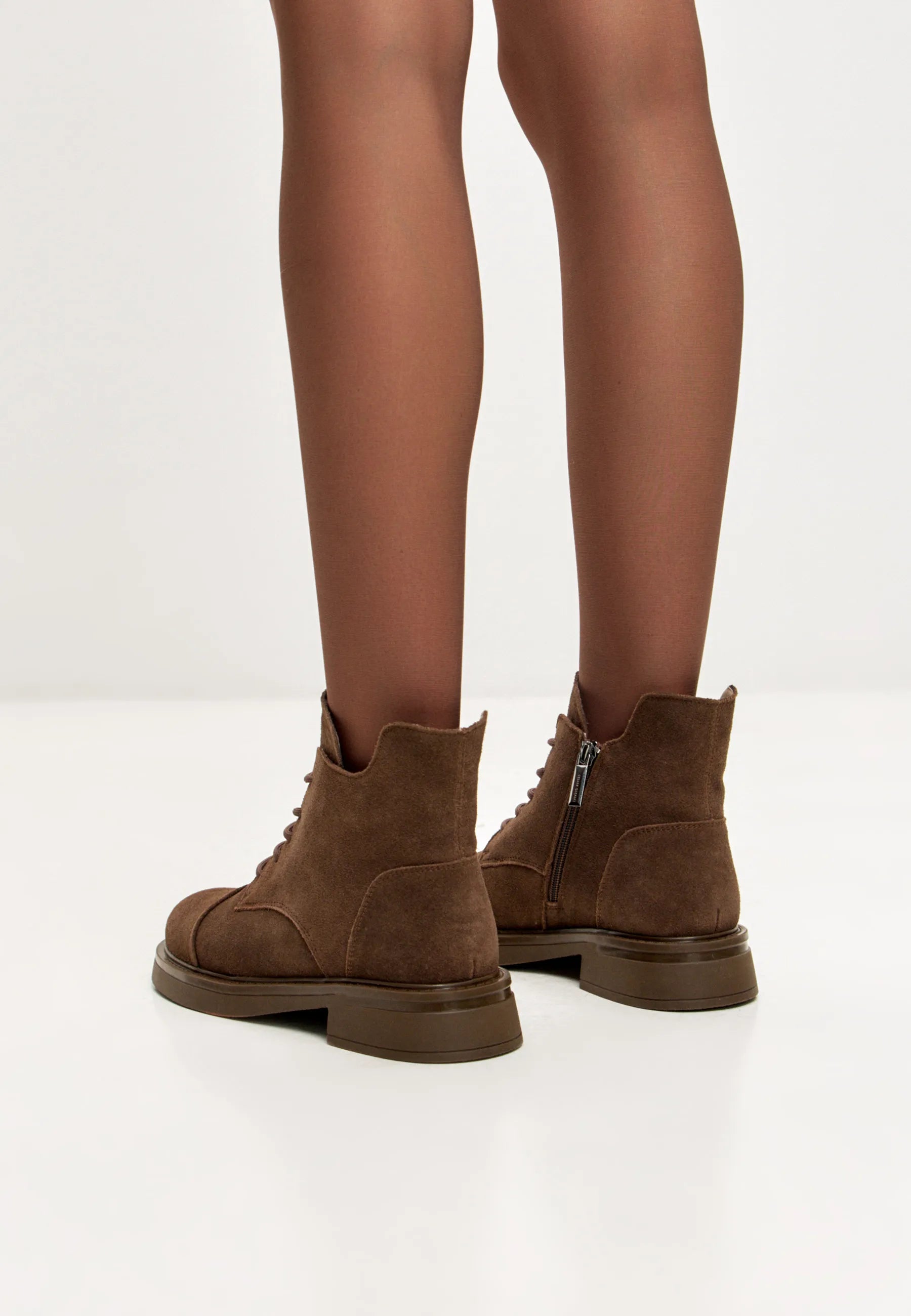 Structured Lace-Up Combat Boot - Brown