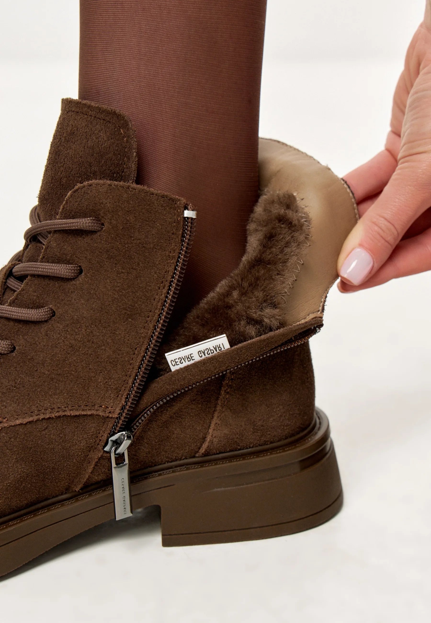 Structured Lace-Up Combat Boot - Brown