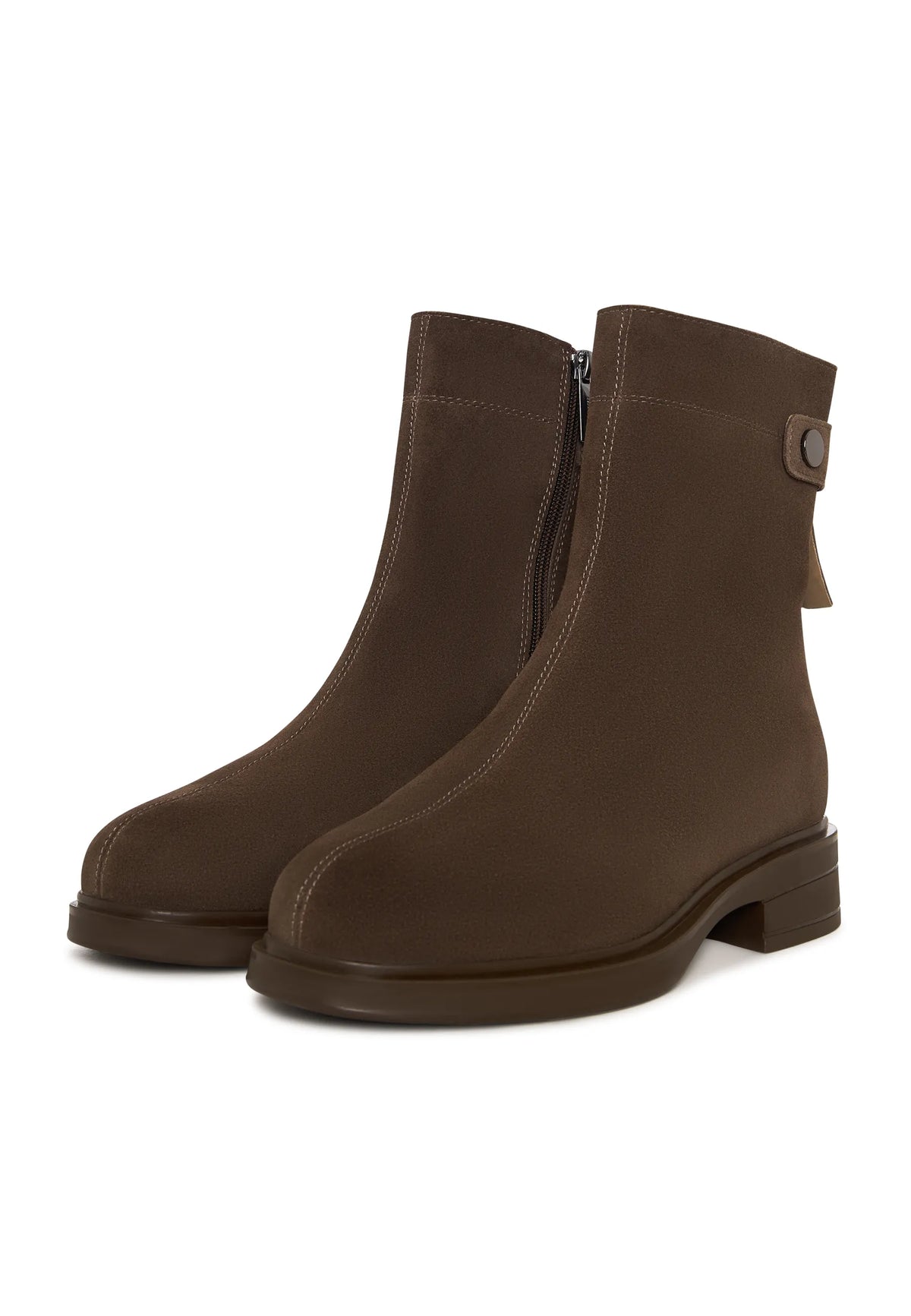 Geformter Reißverschluss-Stiefel - Braun