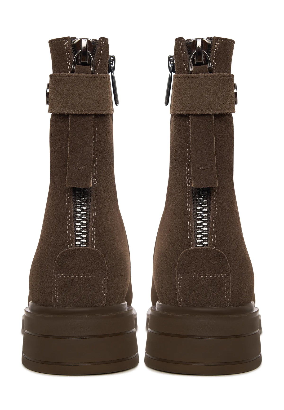 Geformter Reißverschluss-Stiefel - Braun