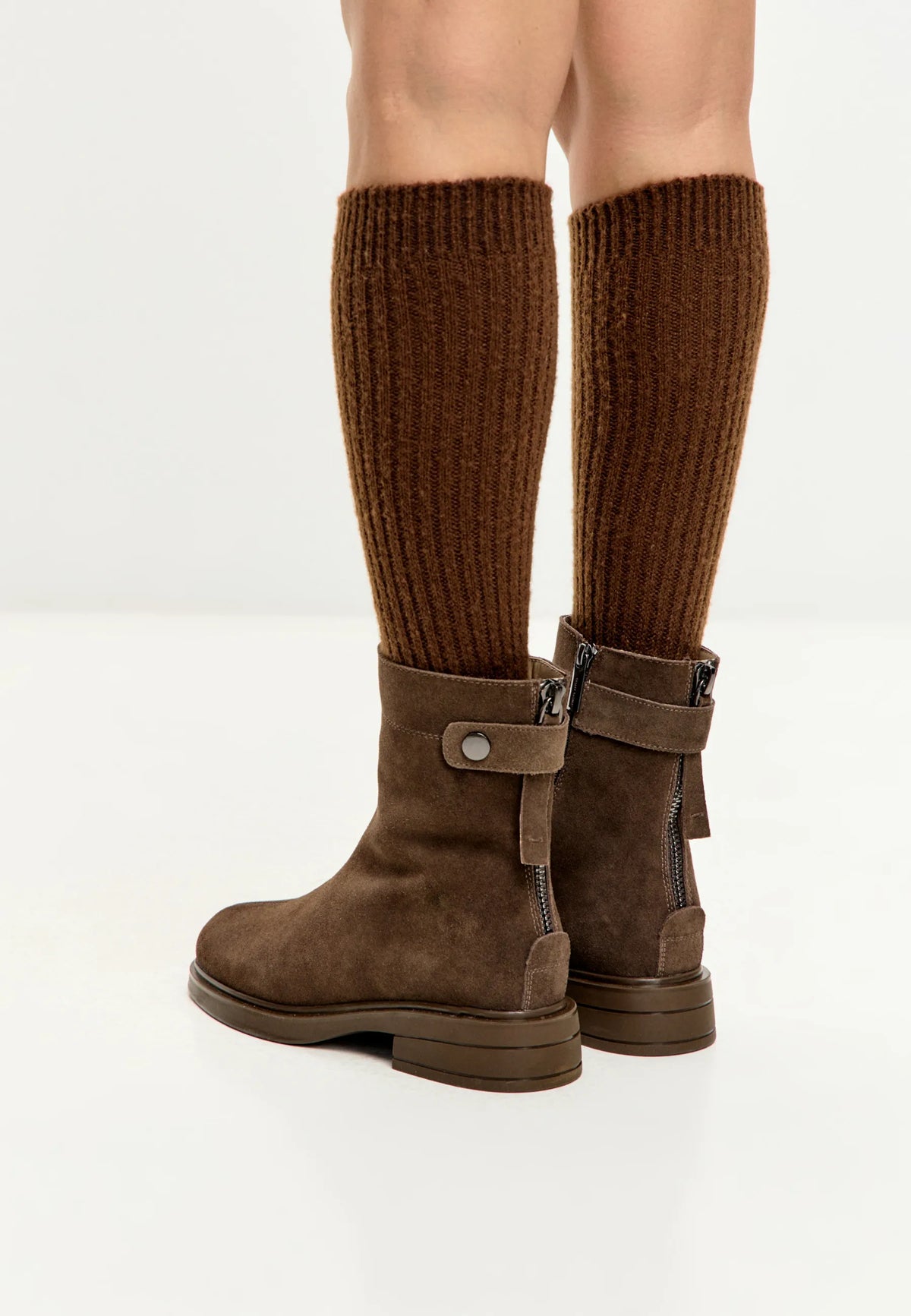 Geformter Reißverschluss-Stiefel - Braun