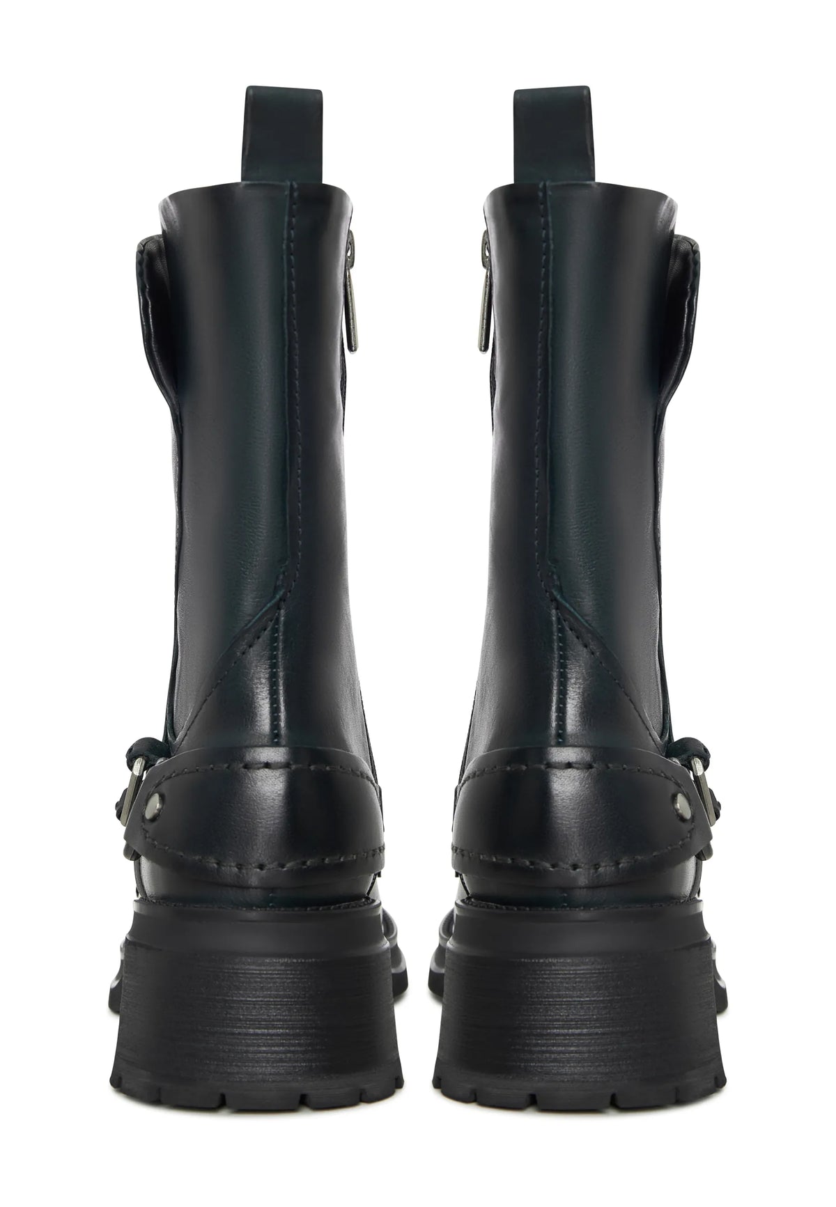 Rebel Buckled Mid-Calf Boots - Dark Green