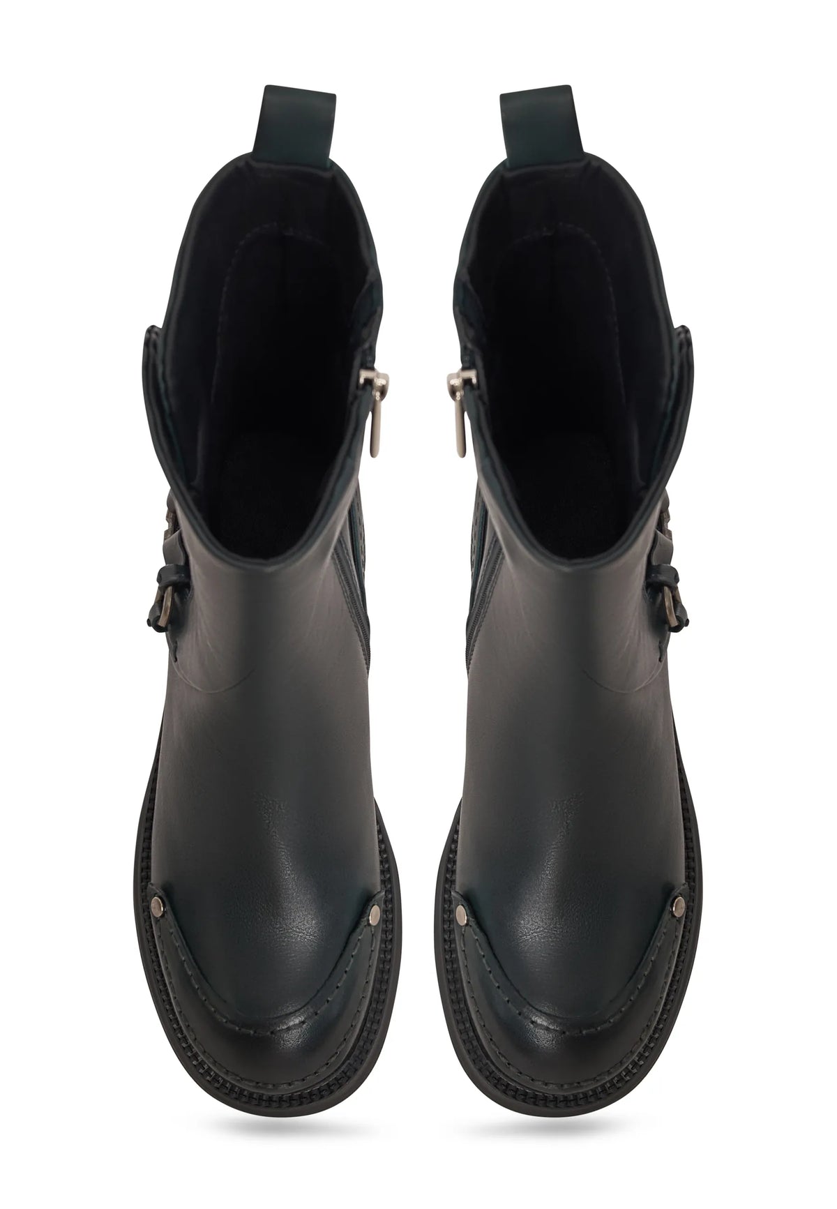 Rebel Buckled Mid-Calf Boots - Dark Green