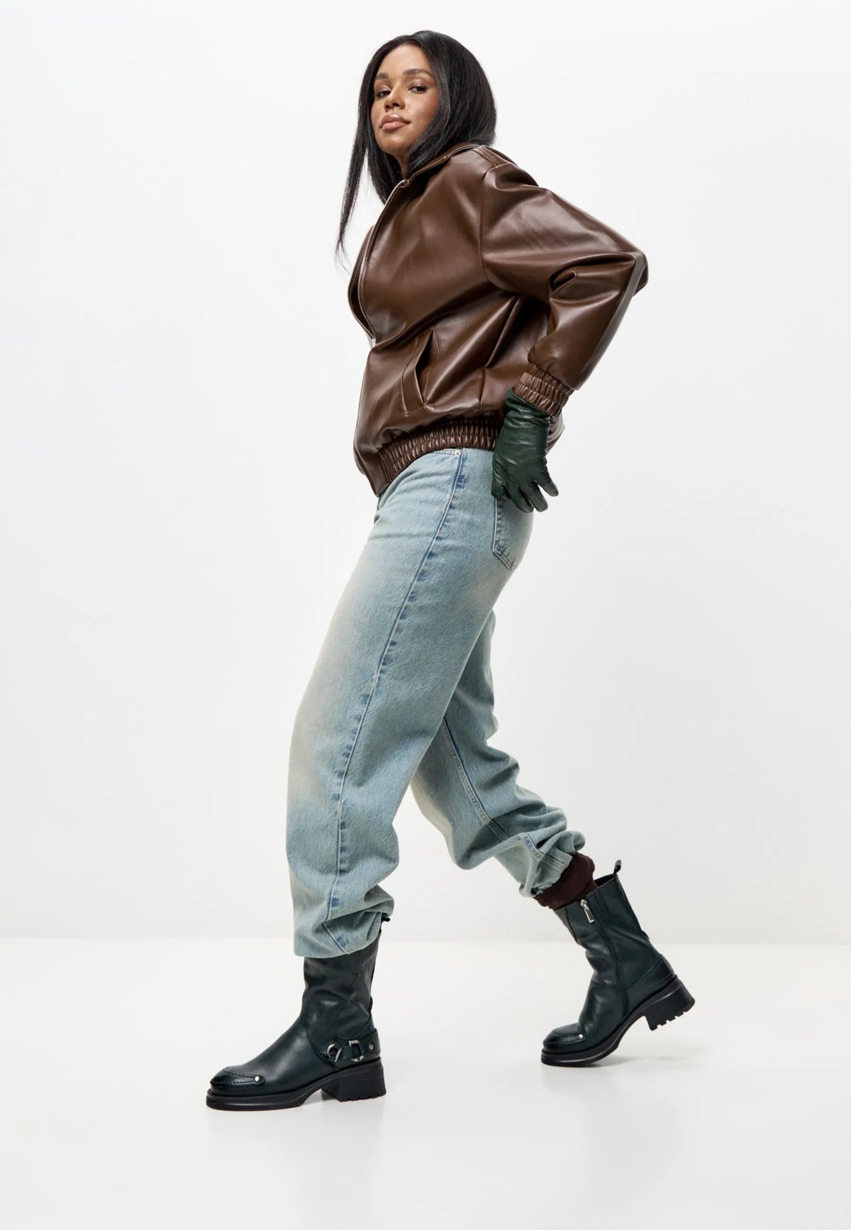 Rebel Buckled Mid-Calf Boots - Dark Green