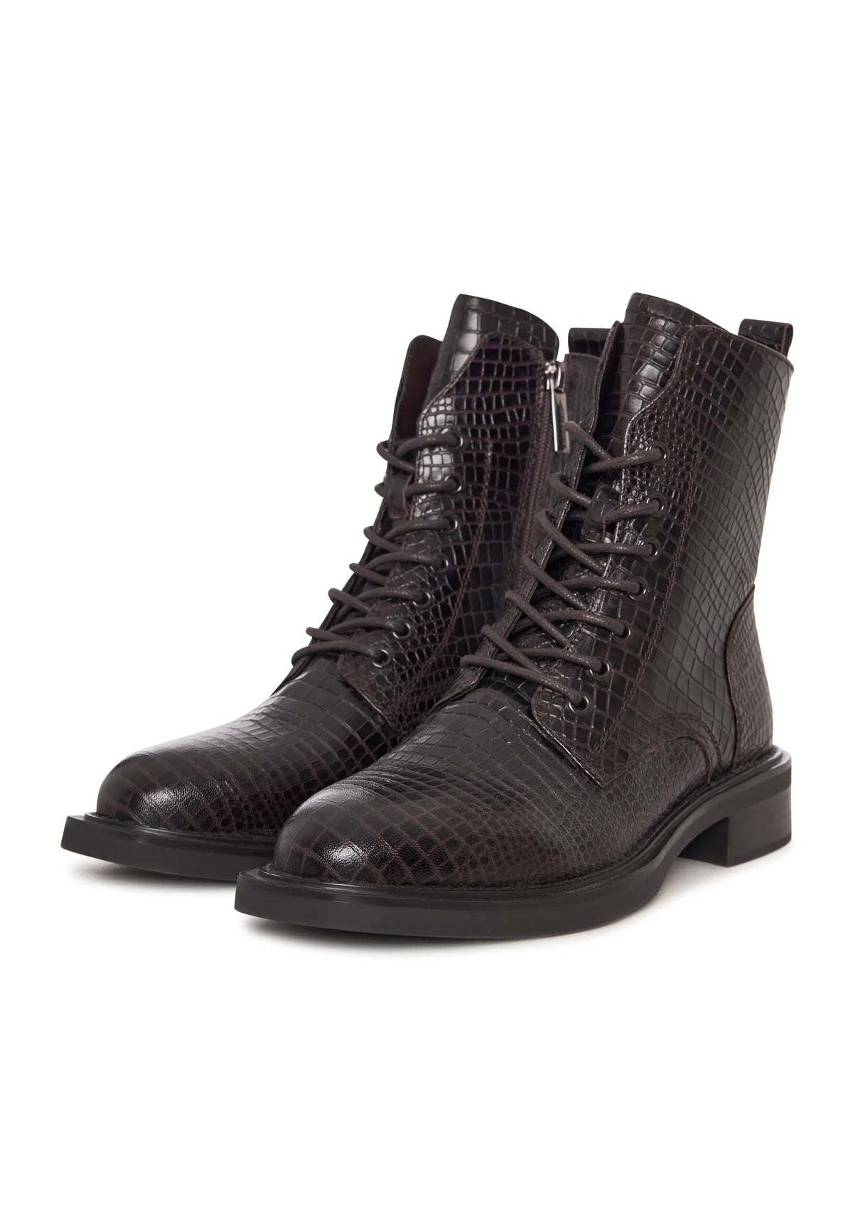 Urban Minimal Lace-Up Boots - Dark Brown