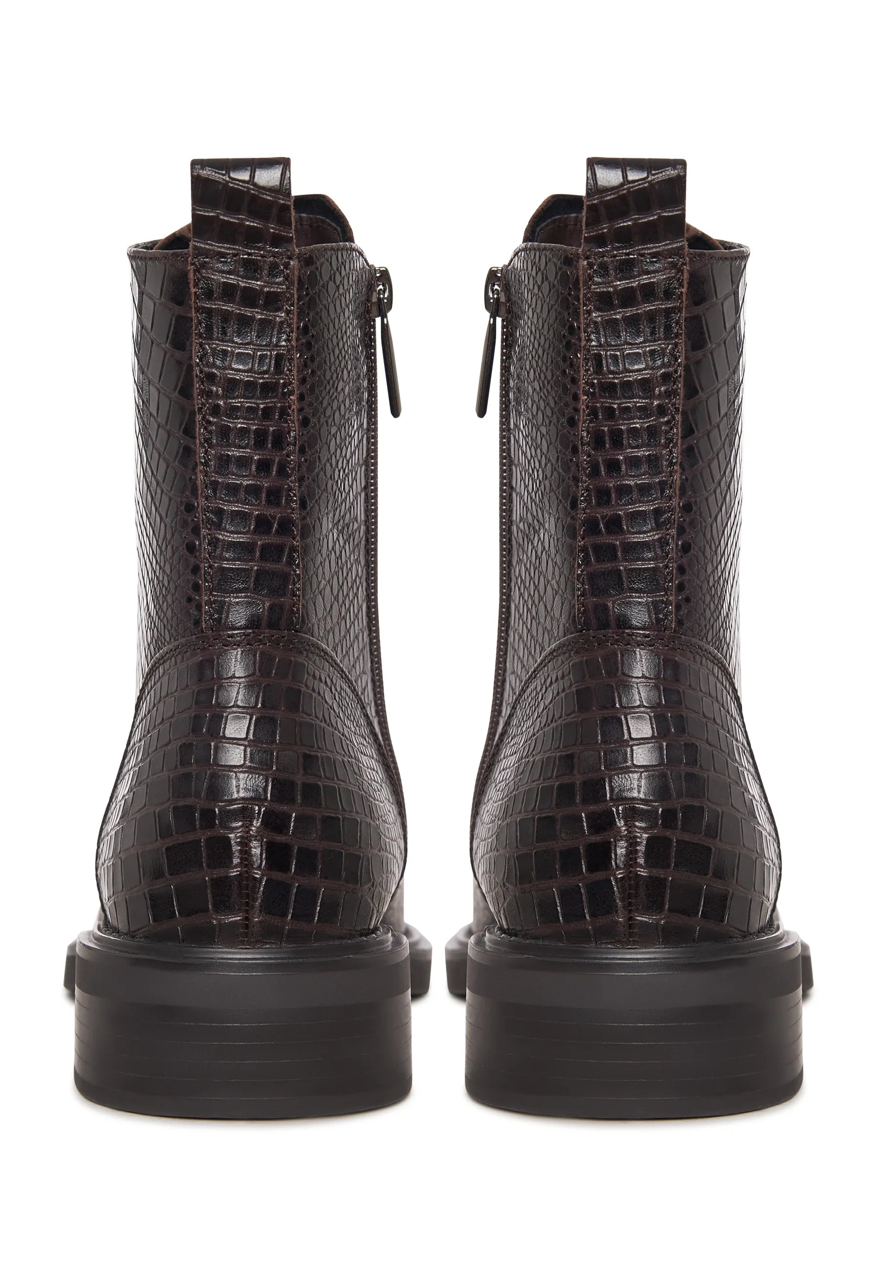 Urban Minimal Lace-Up Boots - Dark Brown