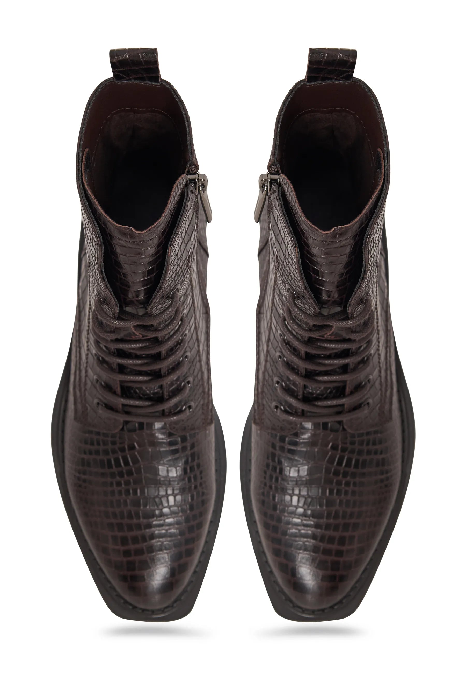 Urban Minimal Lace-Up Boots - Dark Brown