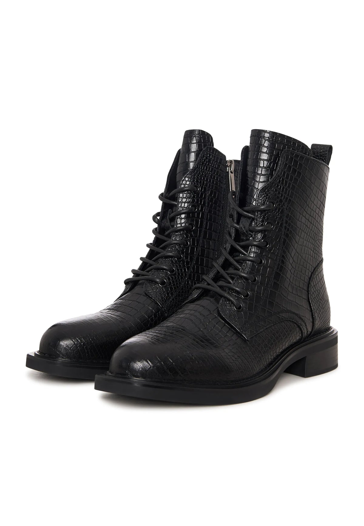 Urban Minimal Lace-Up Boots - Black
