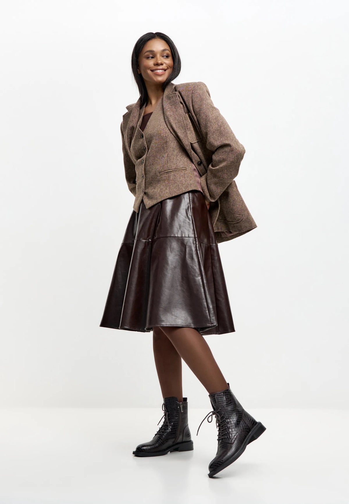 Urban Minimal Lace-Up Boots - Dark Brown