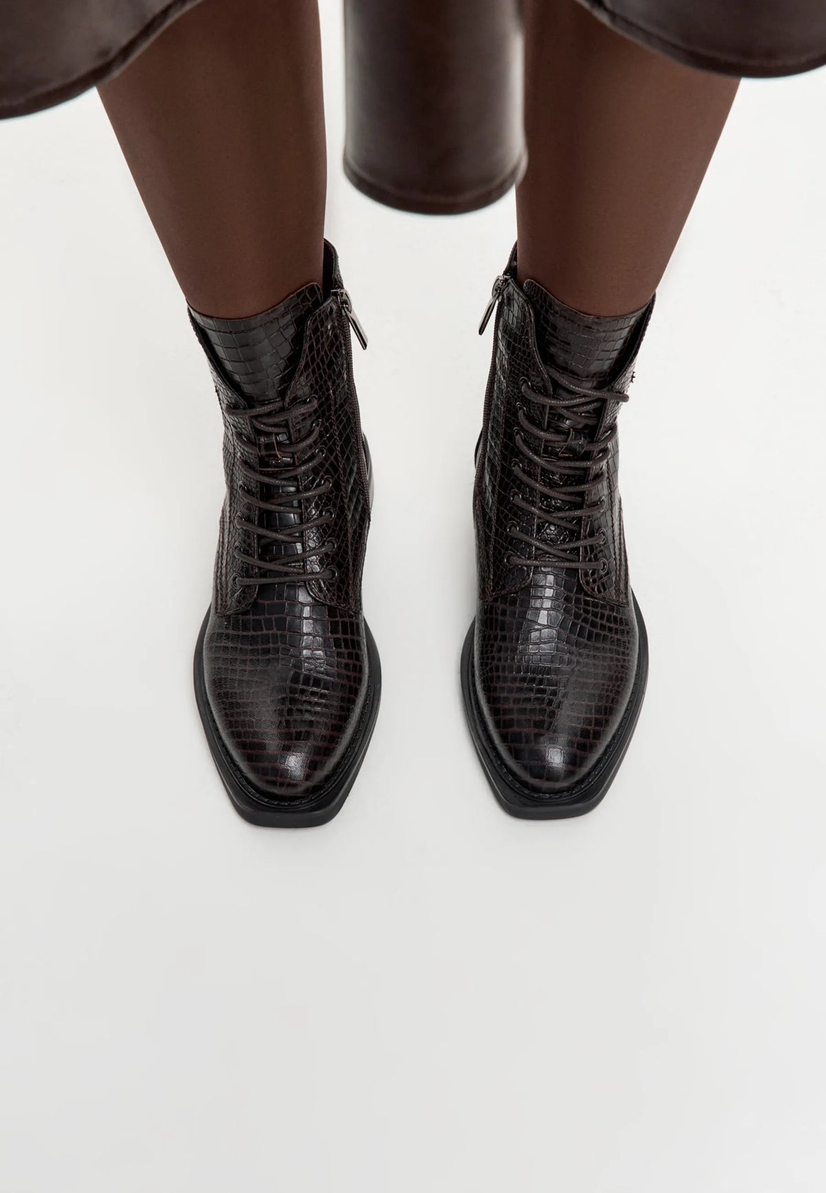 Urban Minimal Lace-Up Boots - Dark Brown