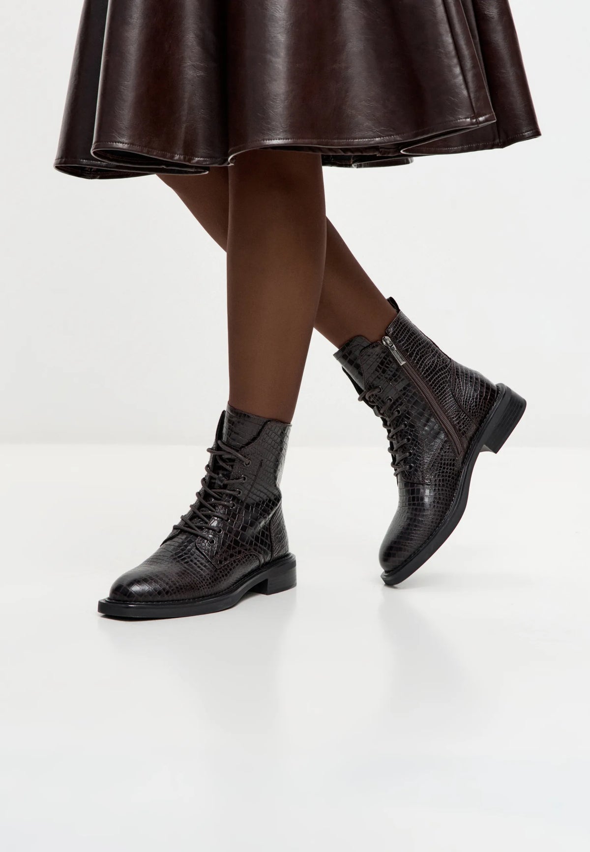 Urban Minimal Lace-Up Boots - Dark Brown