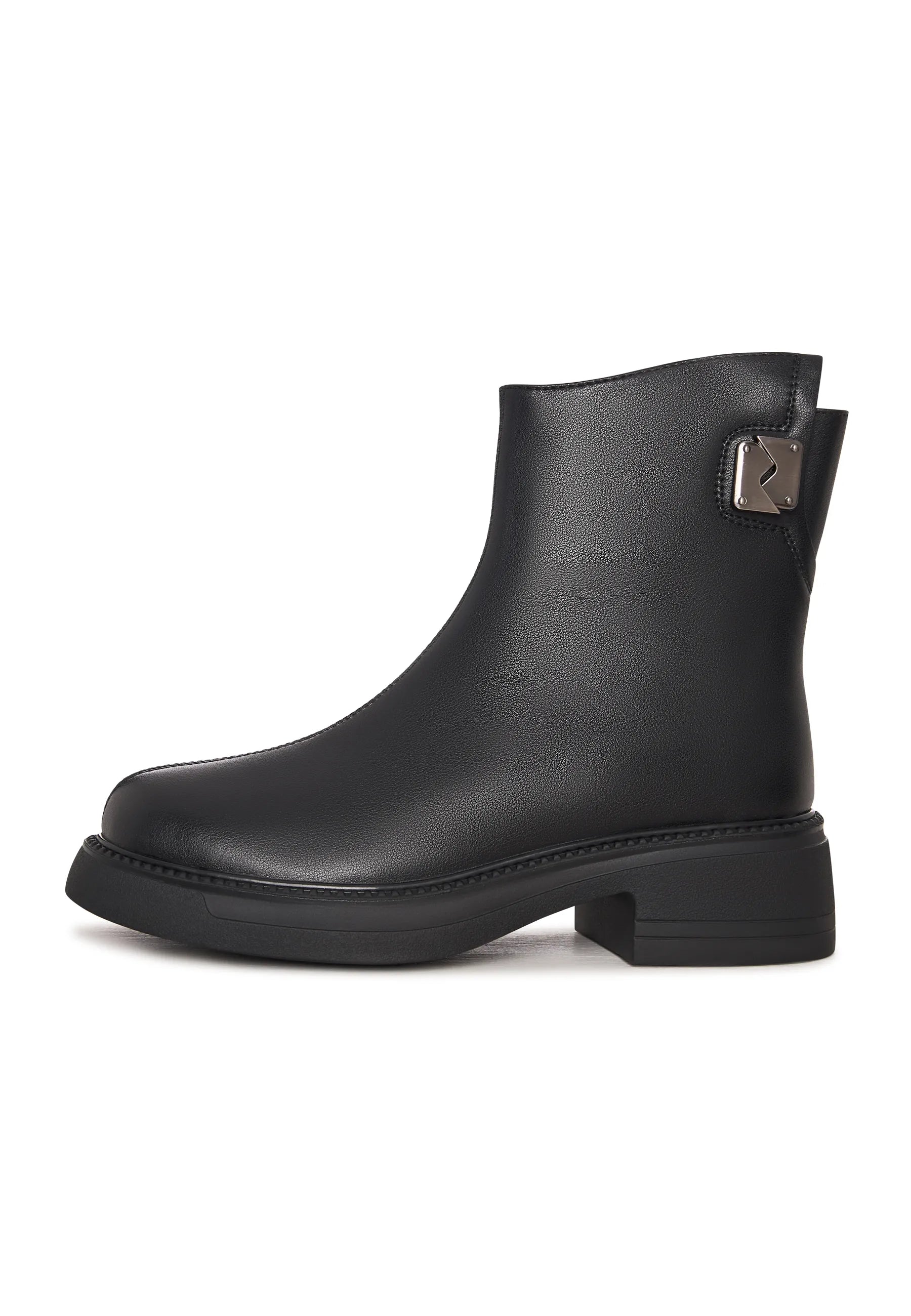 Decor Buckle Ankle Boots - Black