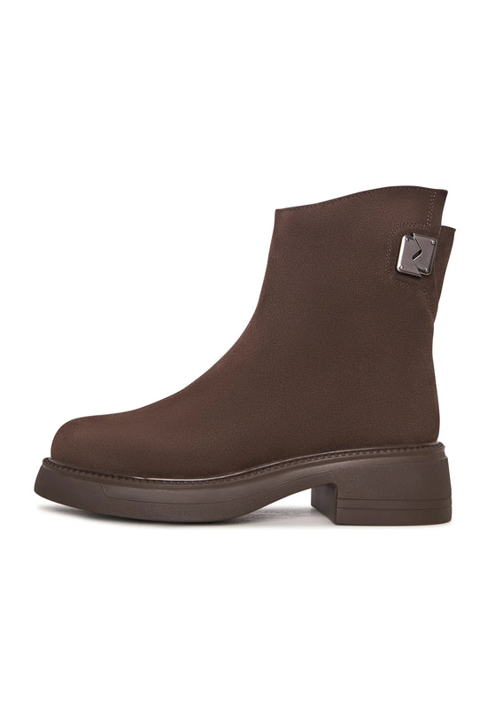 Decor Buckle Ankle Boots - Brown