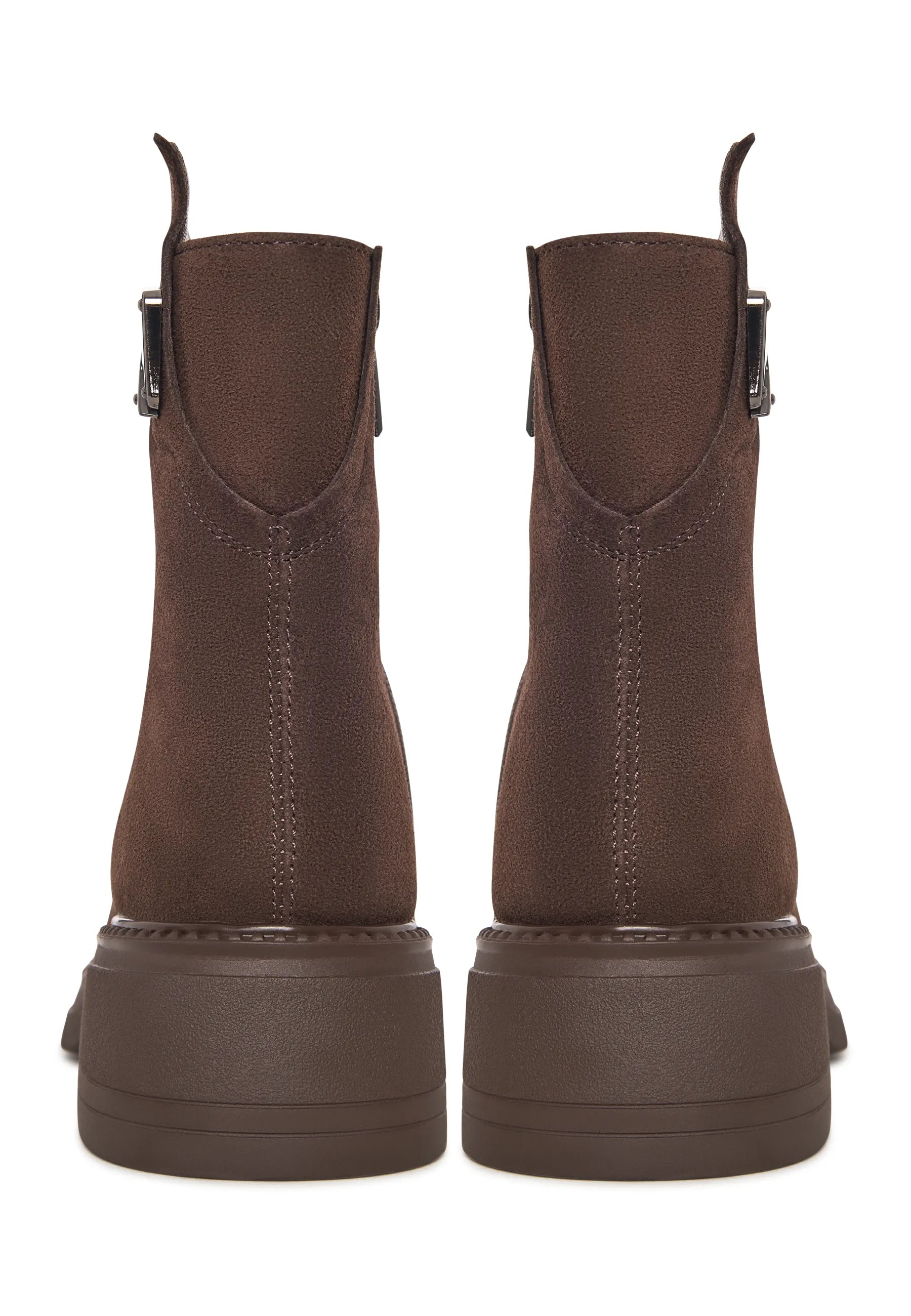 Decor Buckle Ankle Boots - Brown