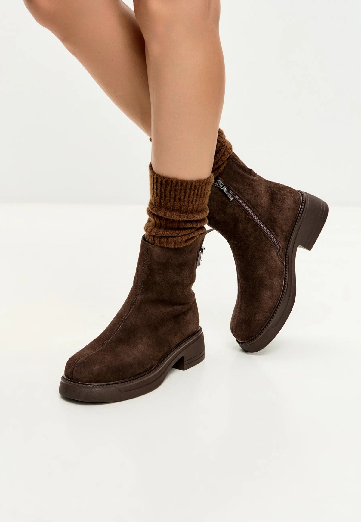 Decor Buckle Ankle Boots - Brown