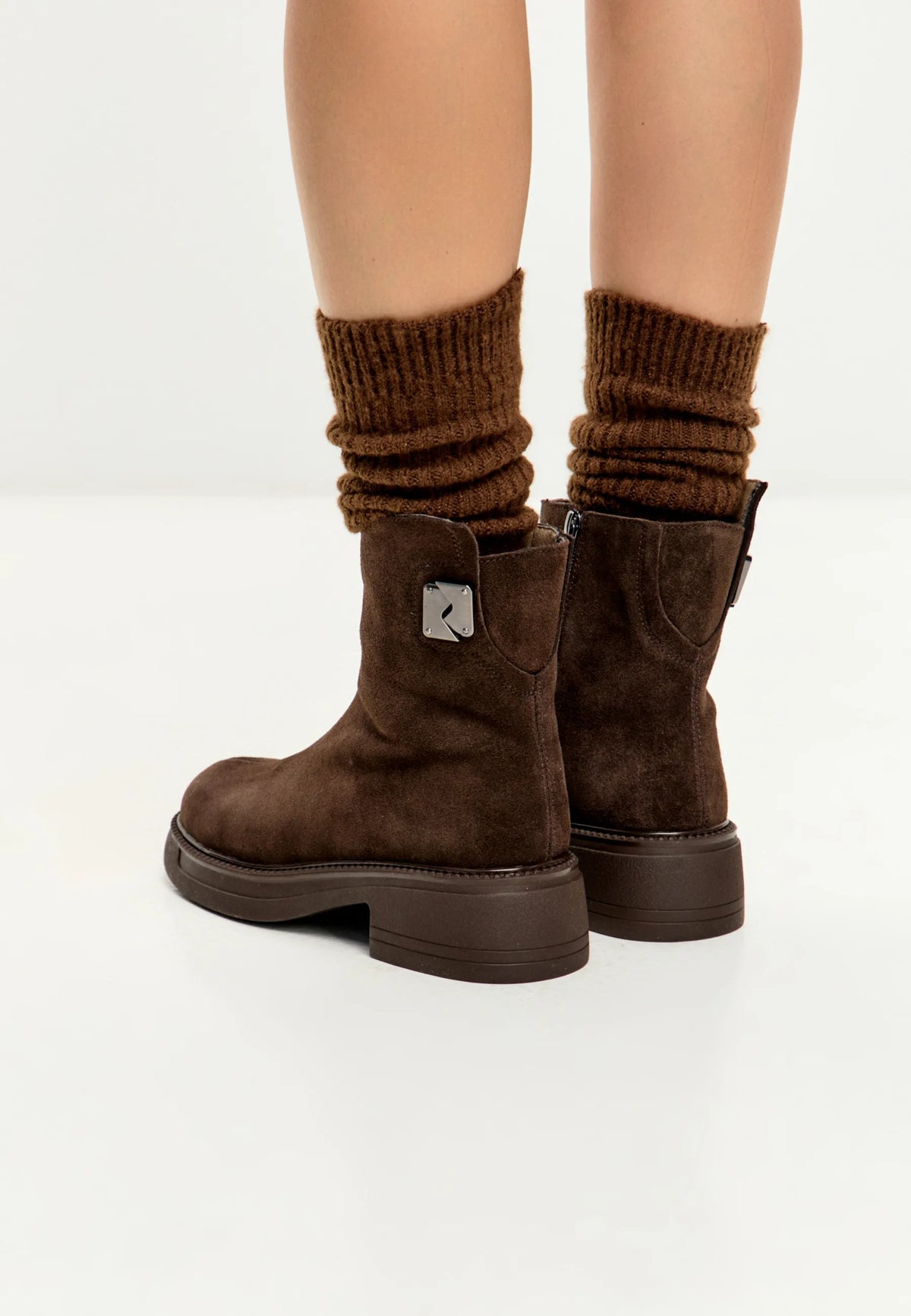 Decor Buckle Ankle Boots - Brown