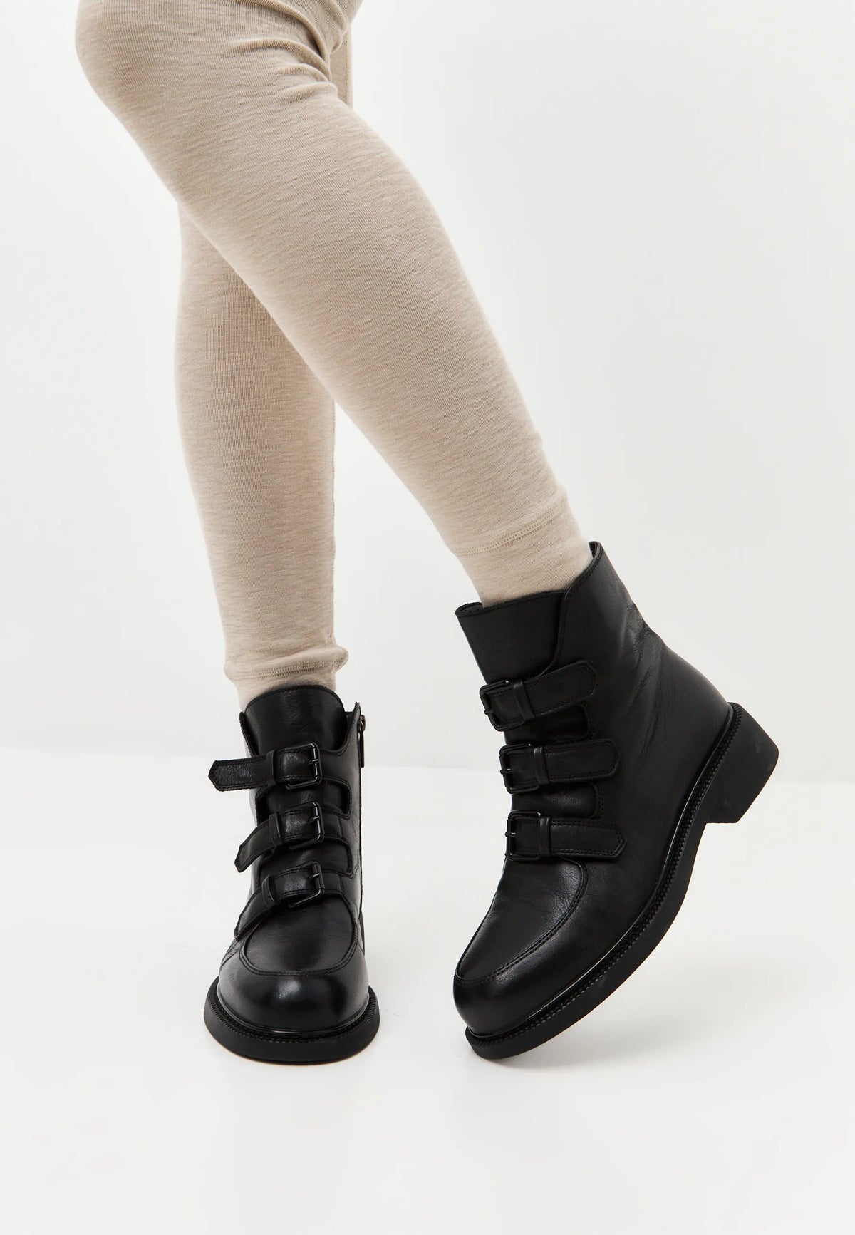 Triple Strap Mid Ankle Boot