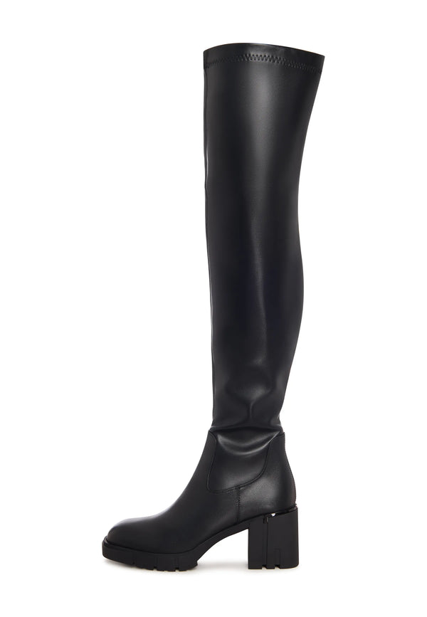Sleek Rise Leather Over-the-Knee Boots