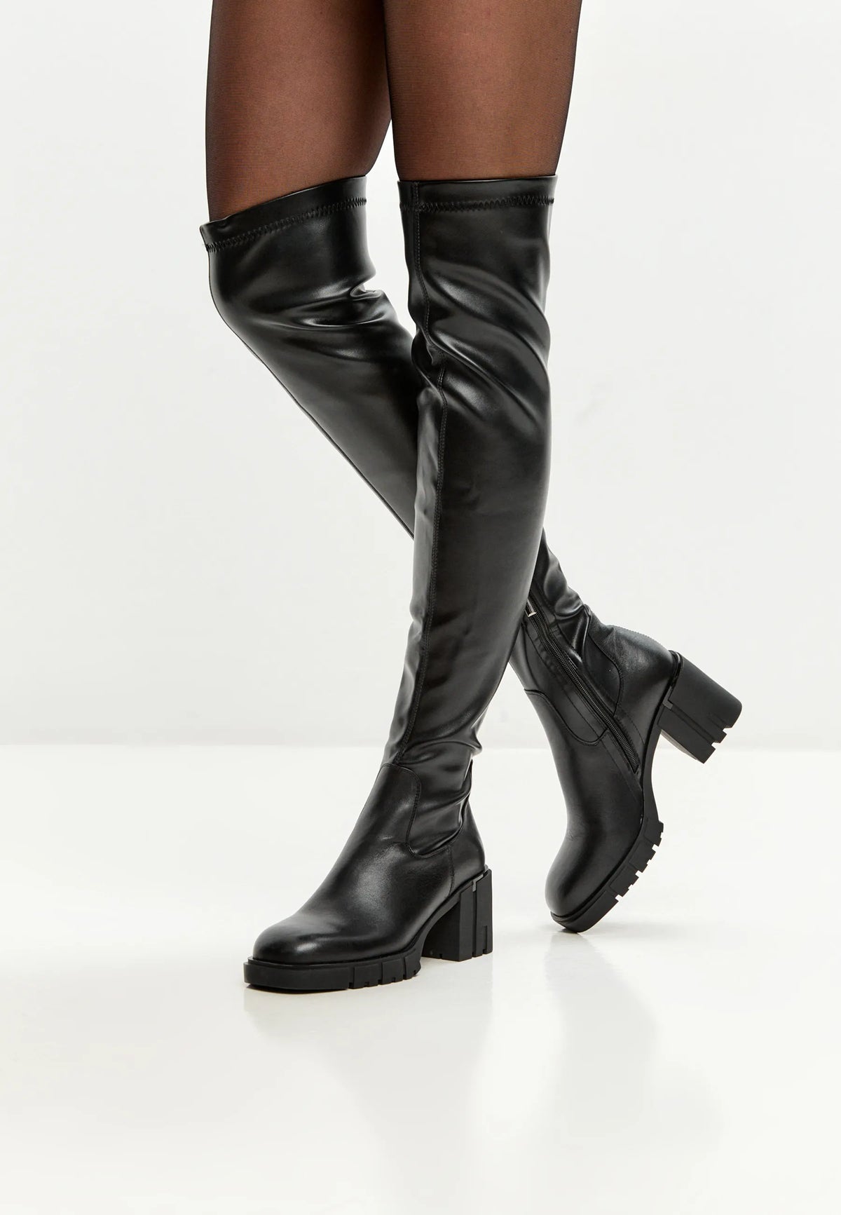 Sleek Rise Leather Over-the-Knee Boots