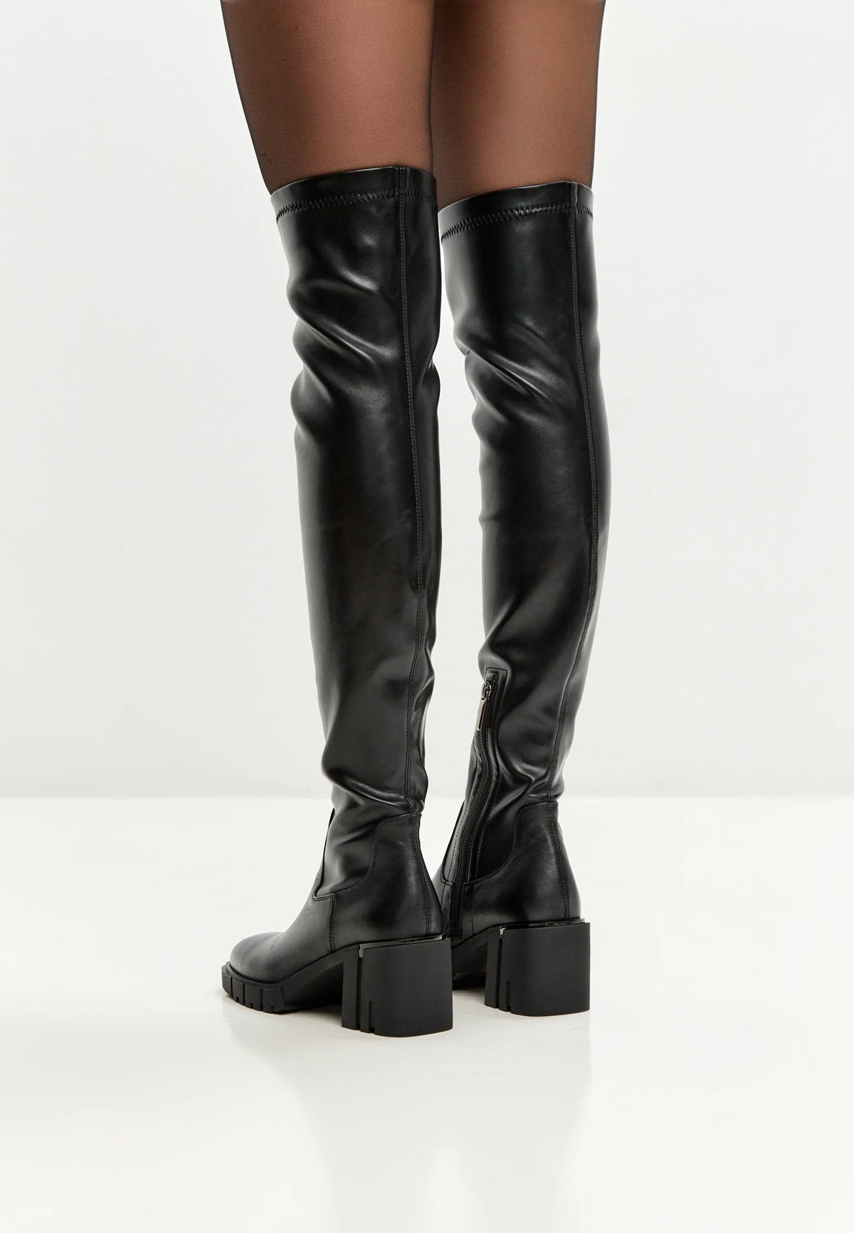 Sleek Rise Leather Over-the-Knee Boots