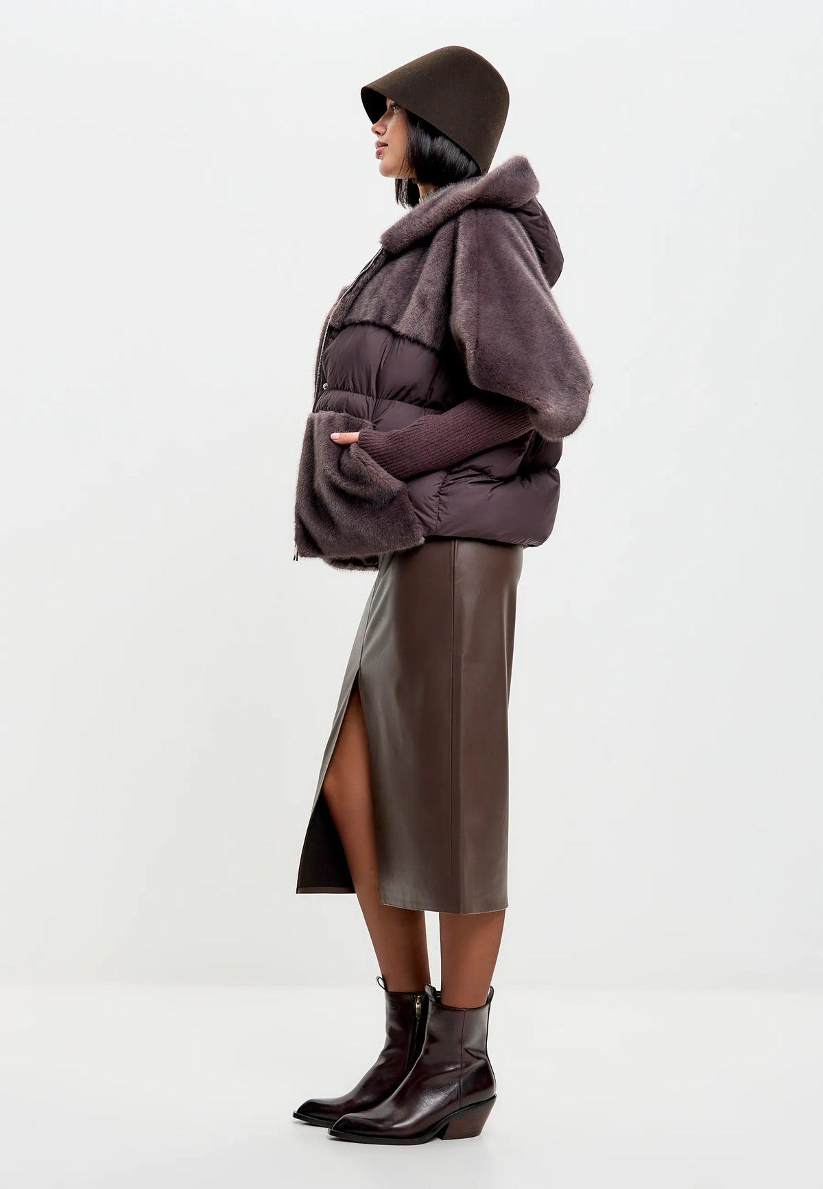 Oversized Faux Fur Jacket  - Plum