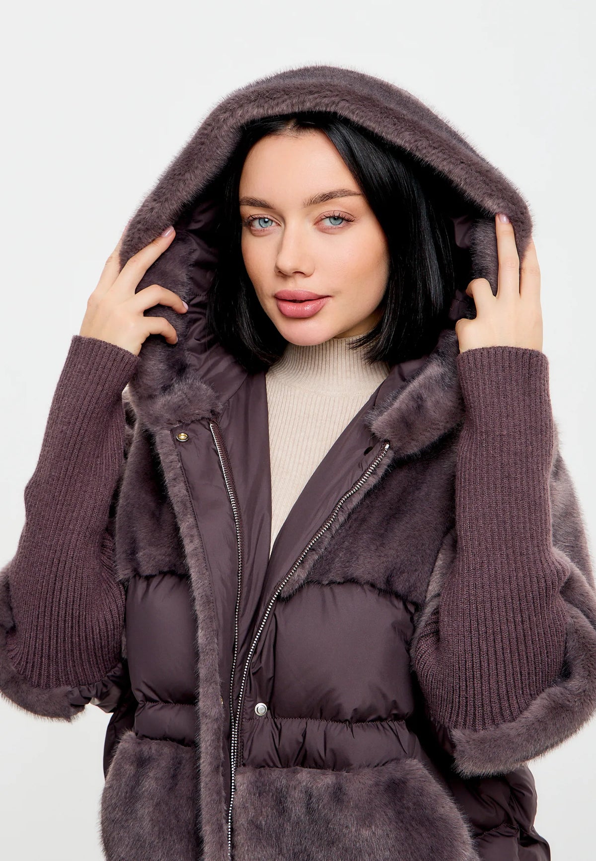 Oversized Faux Fur Jacket  - Plum
