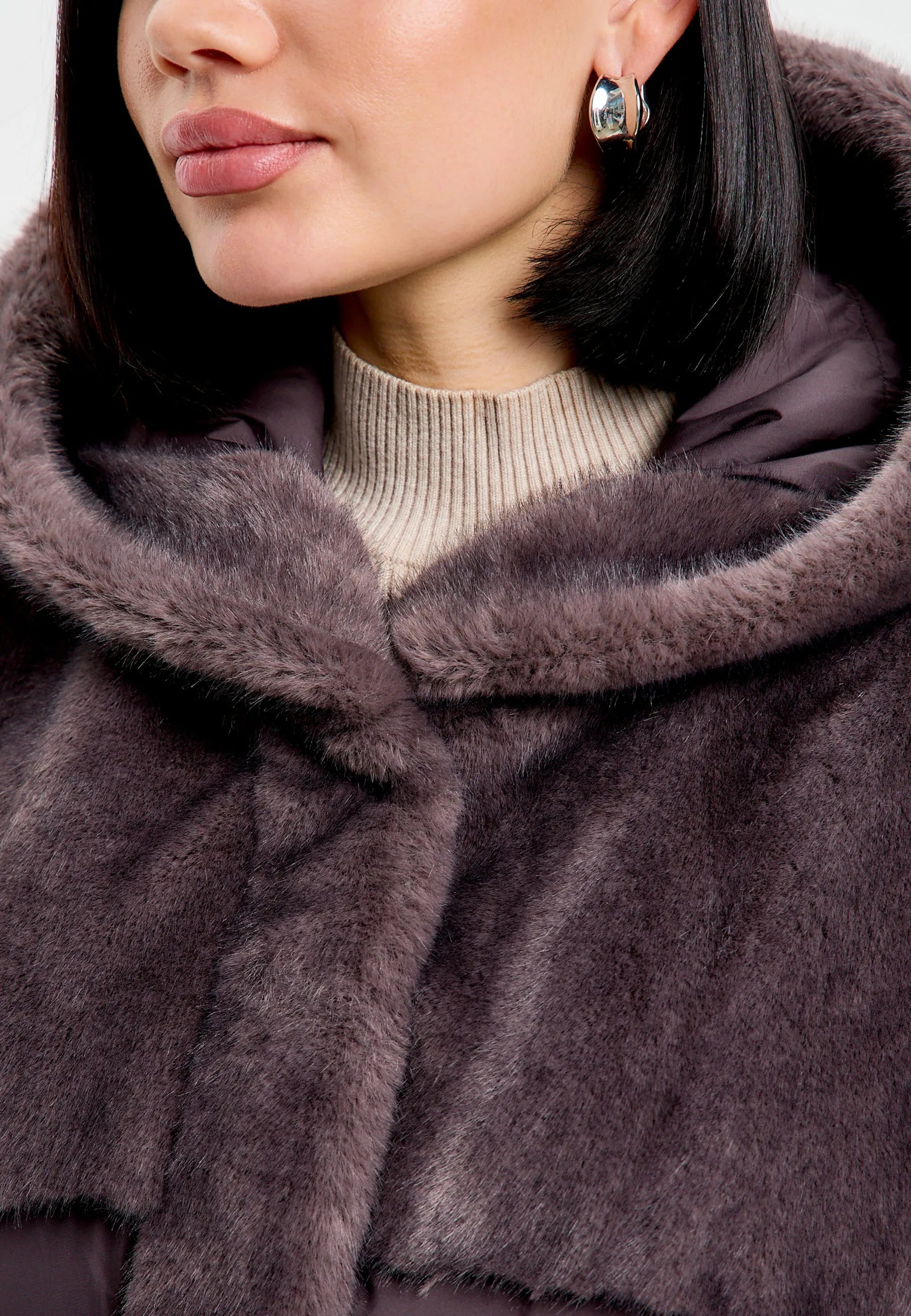 Oversized Faux Fur Jacket  - Brown