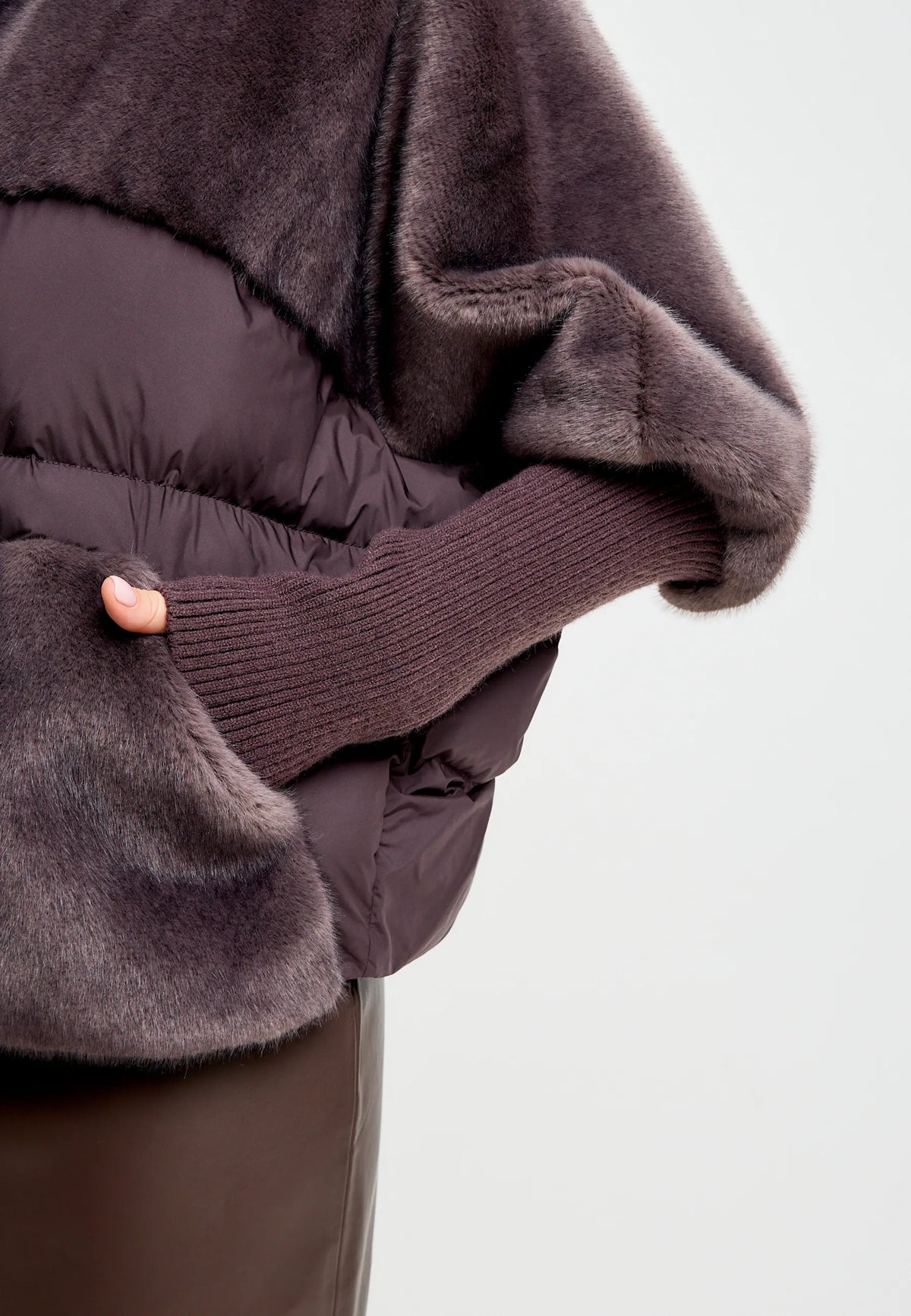 Oversized Faux Fur Jacket  - Plum