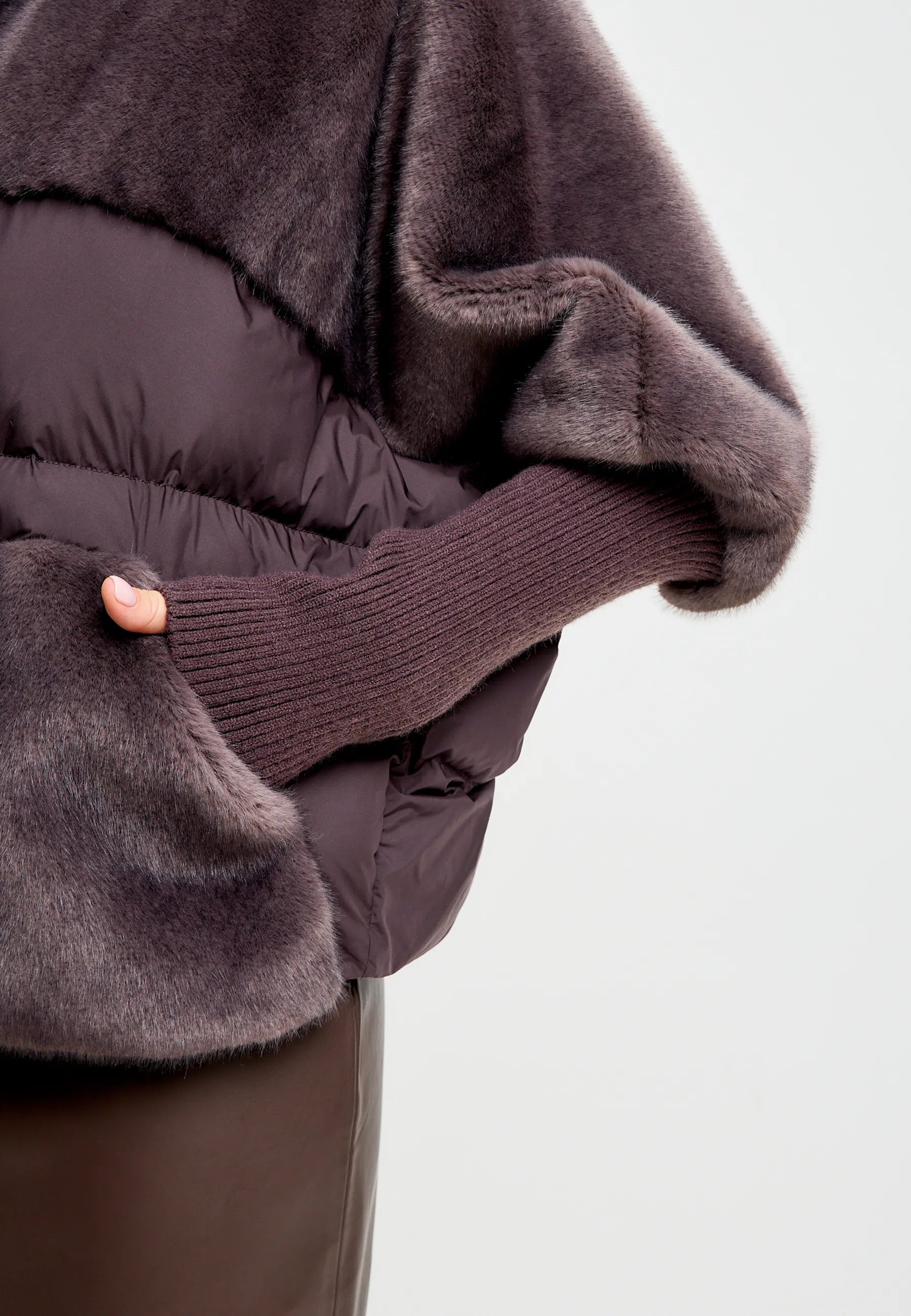 Oversized Faux Fur Jacket  - Brown