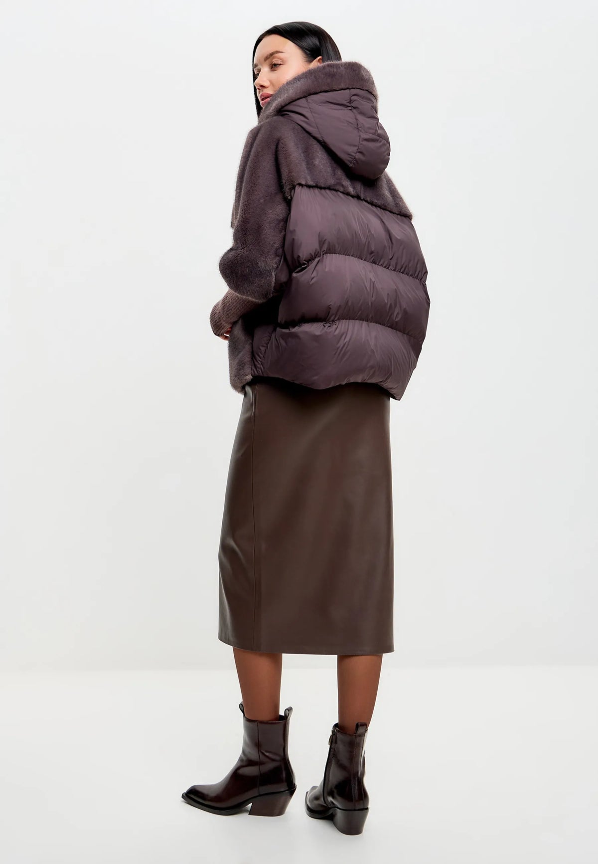 Oversized Faux Fur Jacket  - Plum