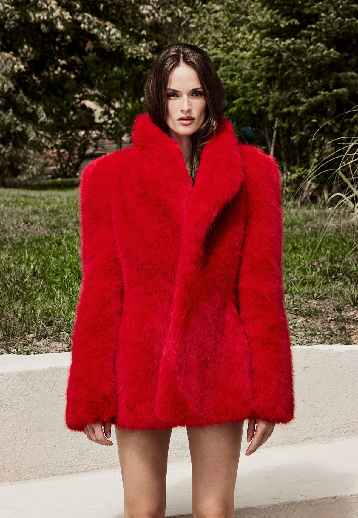 Veste en fausse fourrure – rouge