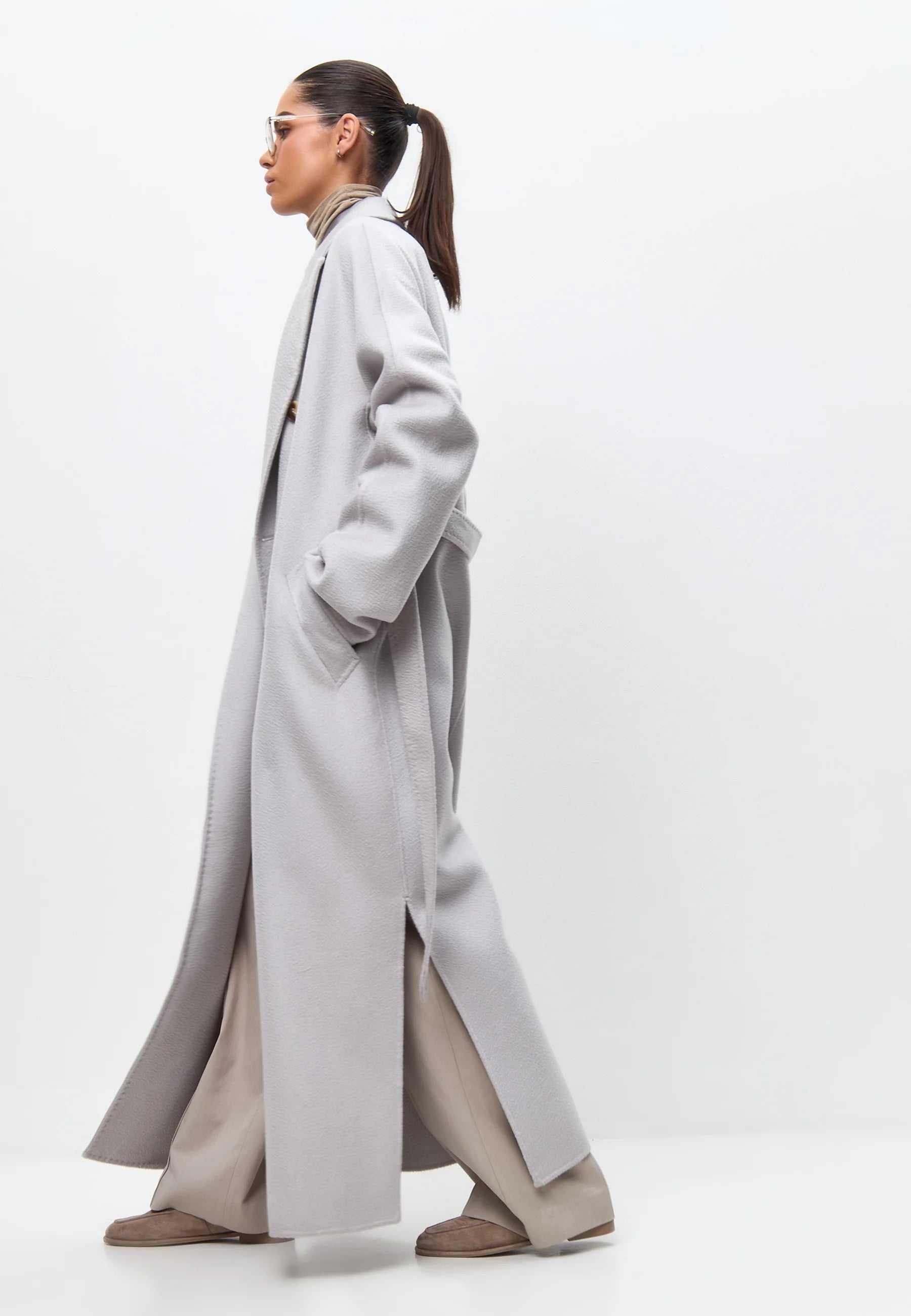 Classic Luxe Long Coat Rosie - White