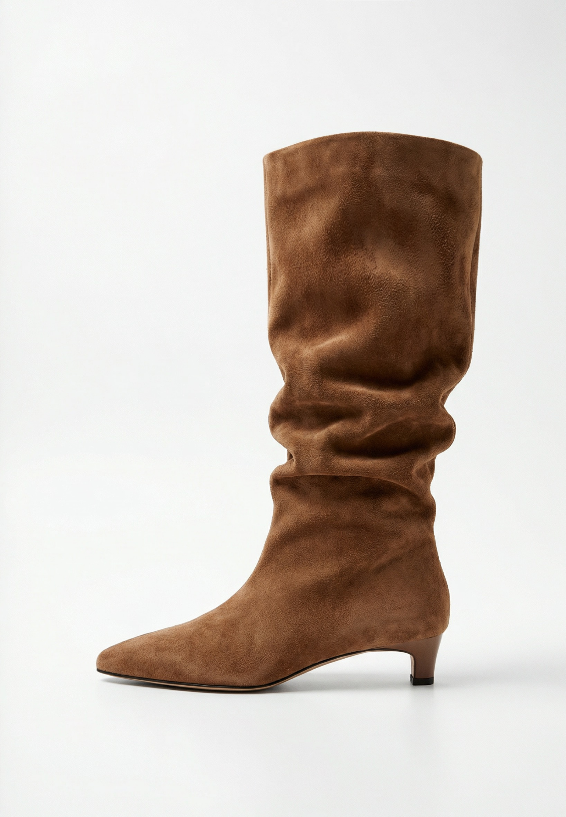 Eleganter kniehoher Stiefel aus Wildleder - Hellbraun