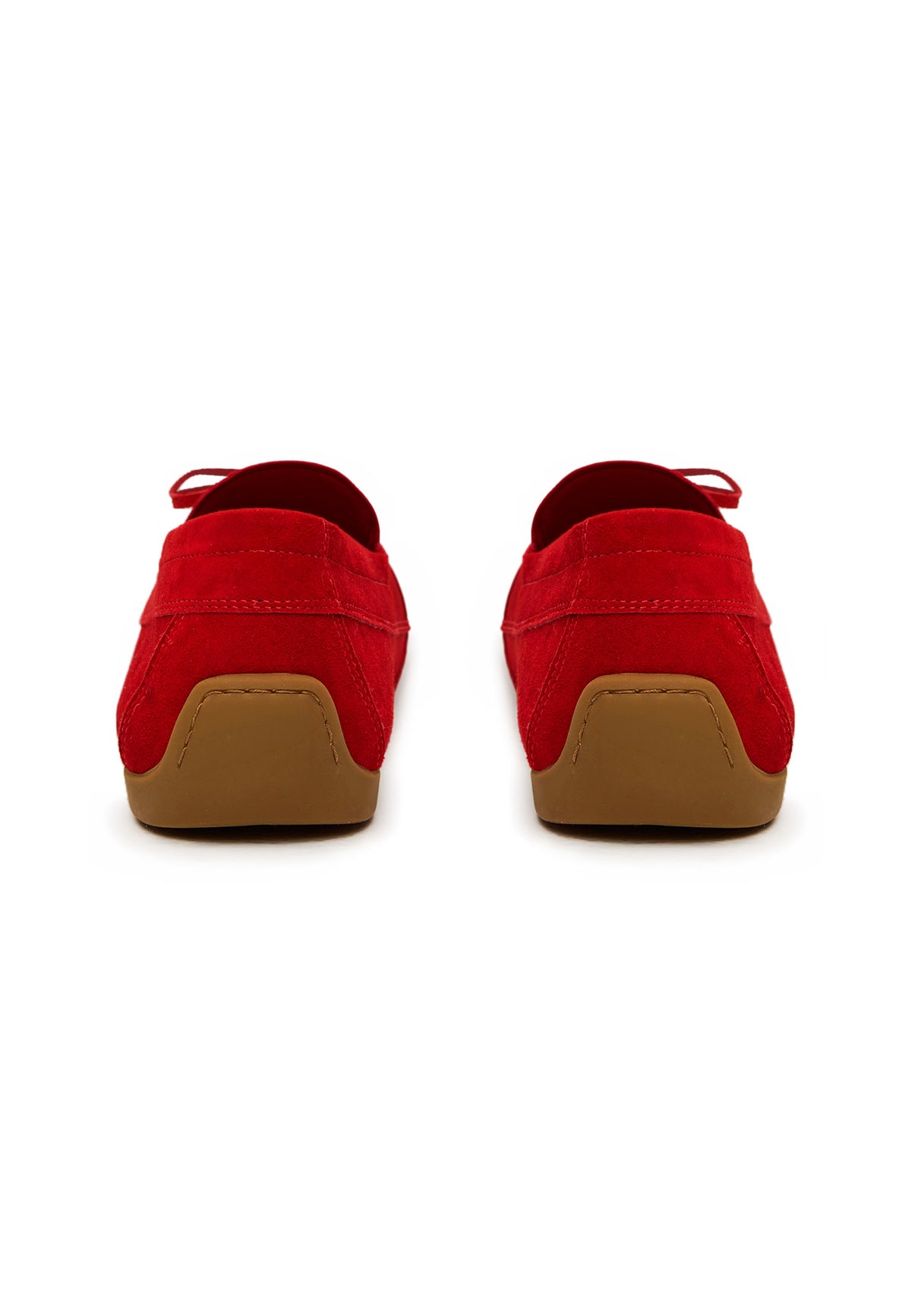 Suede Lace-Up Loafers - Red