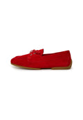 Suede Lace-Up Loafers - Red