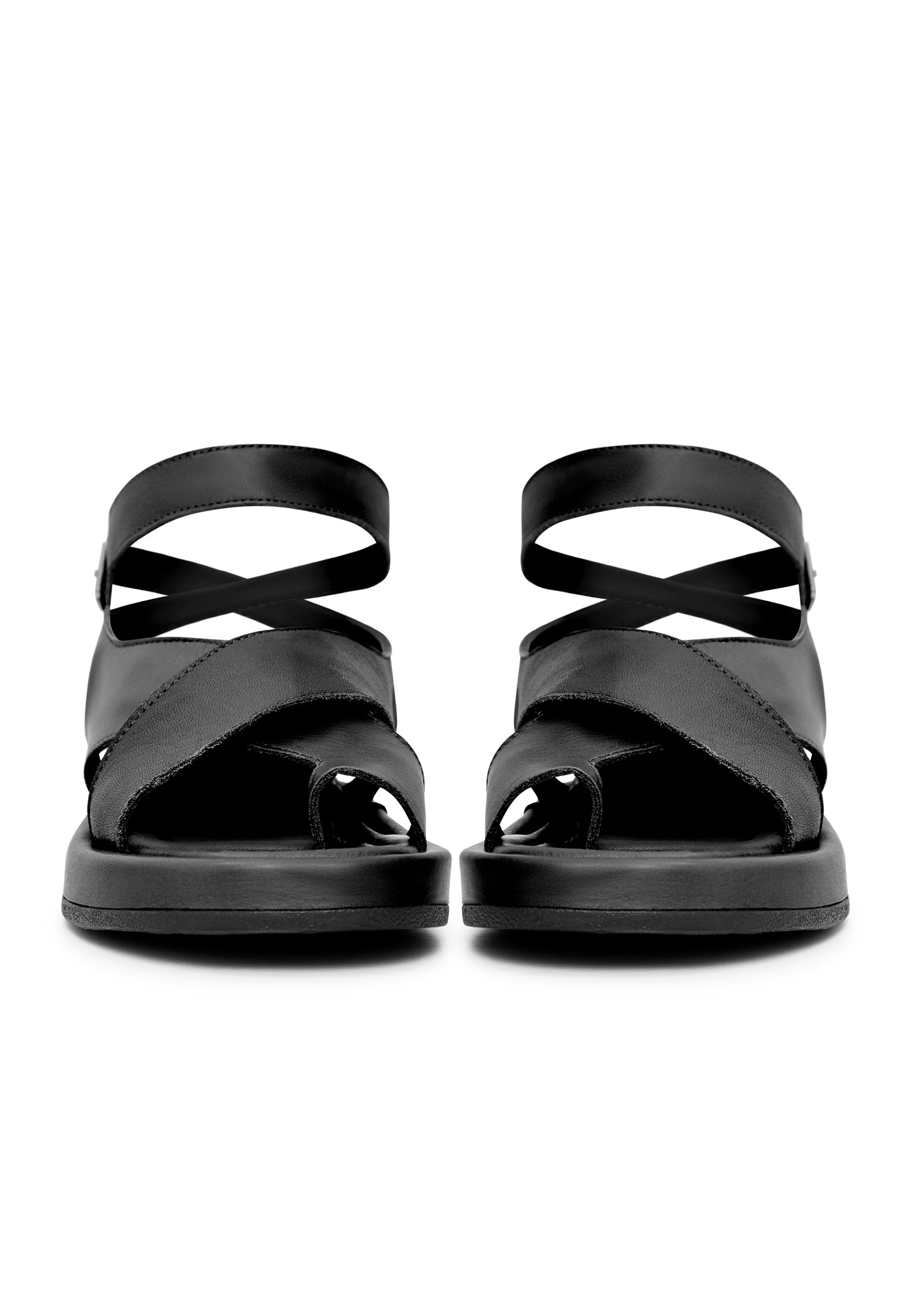 Leather Platform Sandals - Black