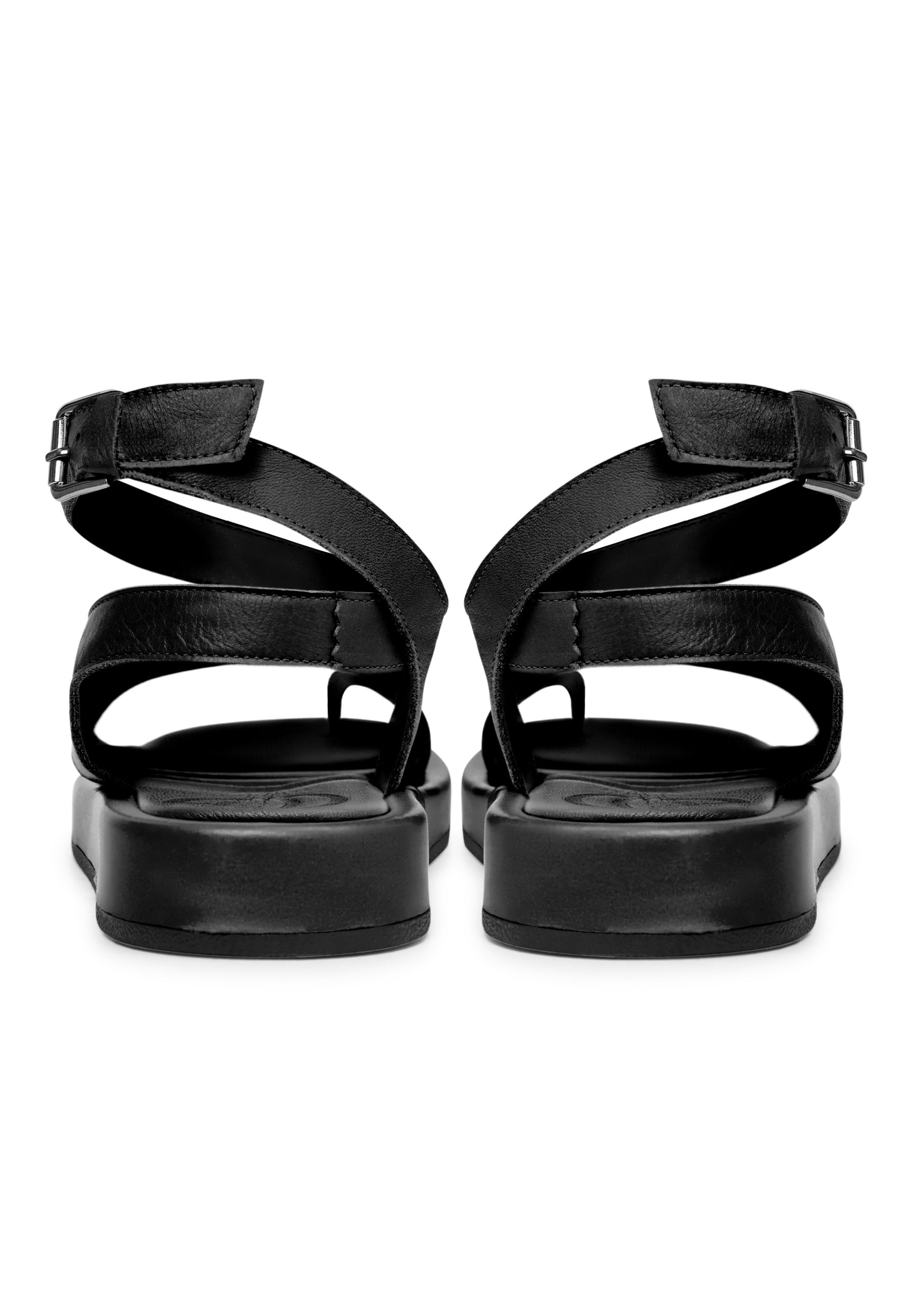 Leather Platform Sandals - Black