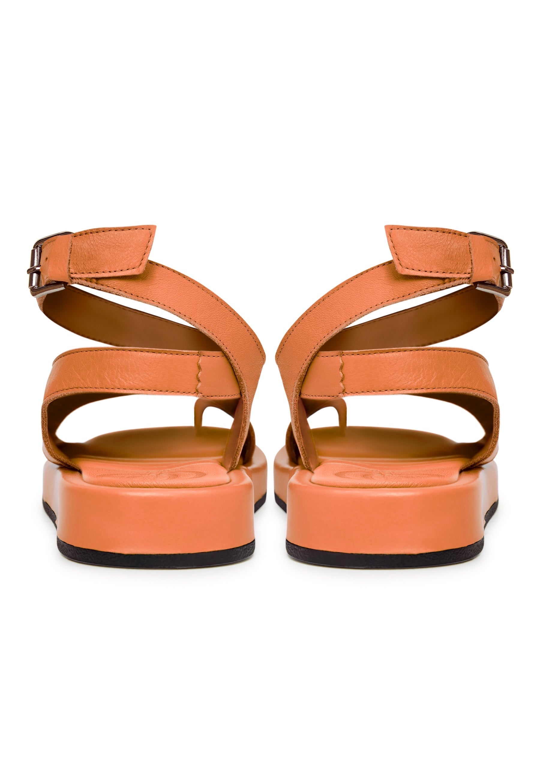 Leather Platform Sandals - Orange