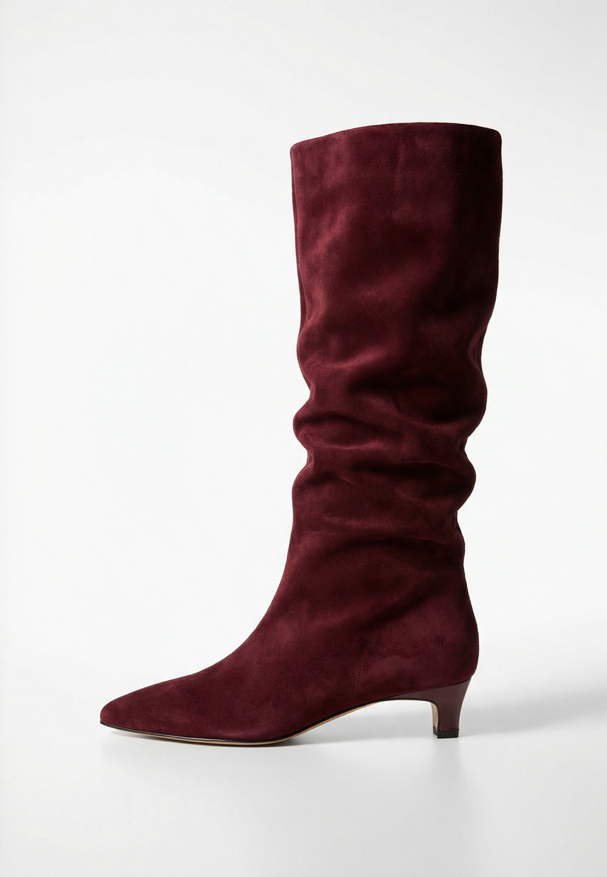 Elegant Suede Knee-High Boot - Bordeaux