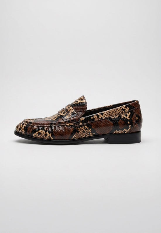 Penny Python Loafers – Brown