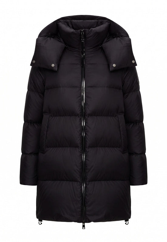 Oversized Hooded Down Puffer Jacket - Black