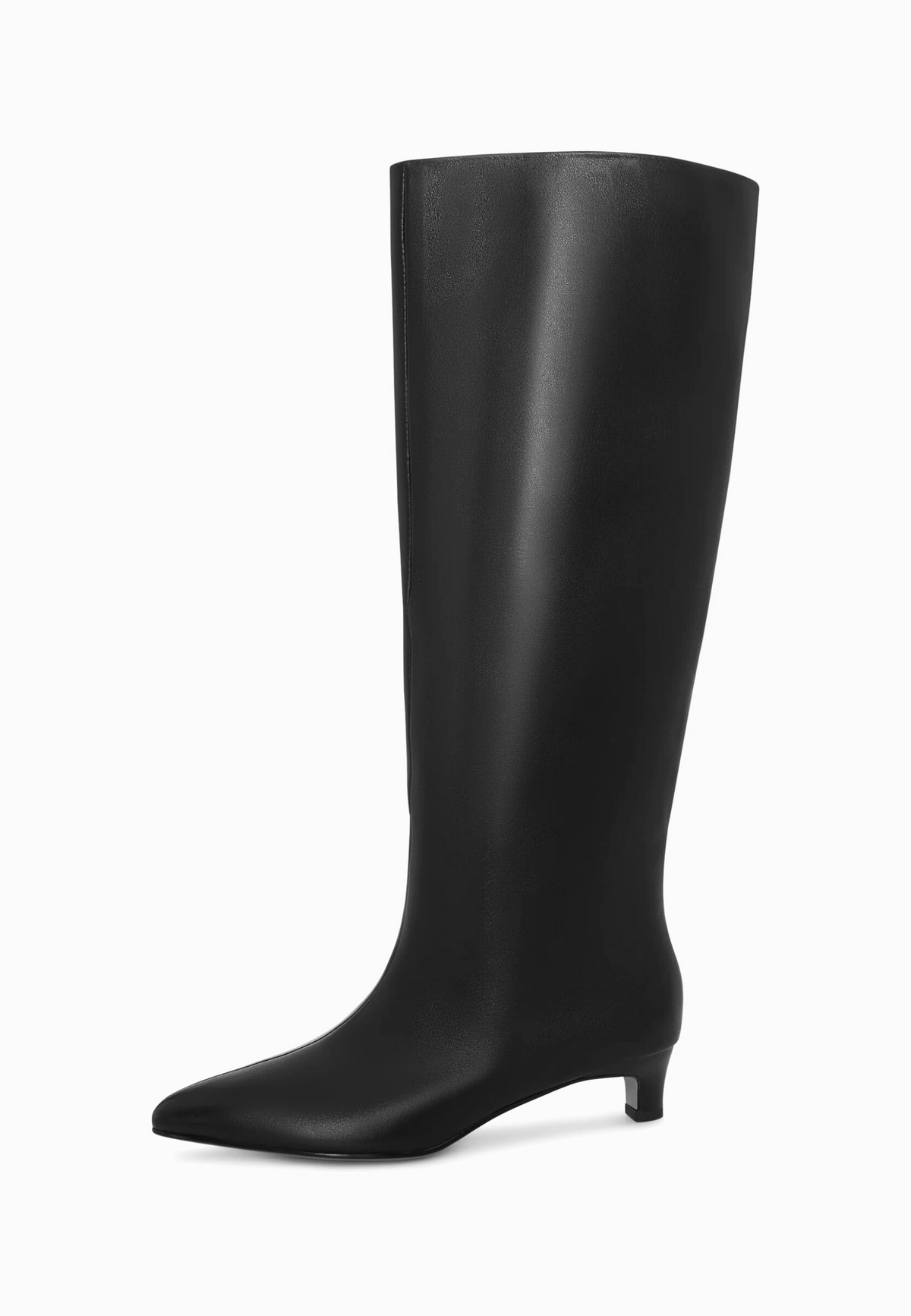 Elegant Leather Knee-High Boot - Black