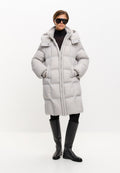 Long Quilted Down Puffer Coat - Grey