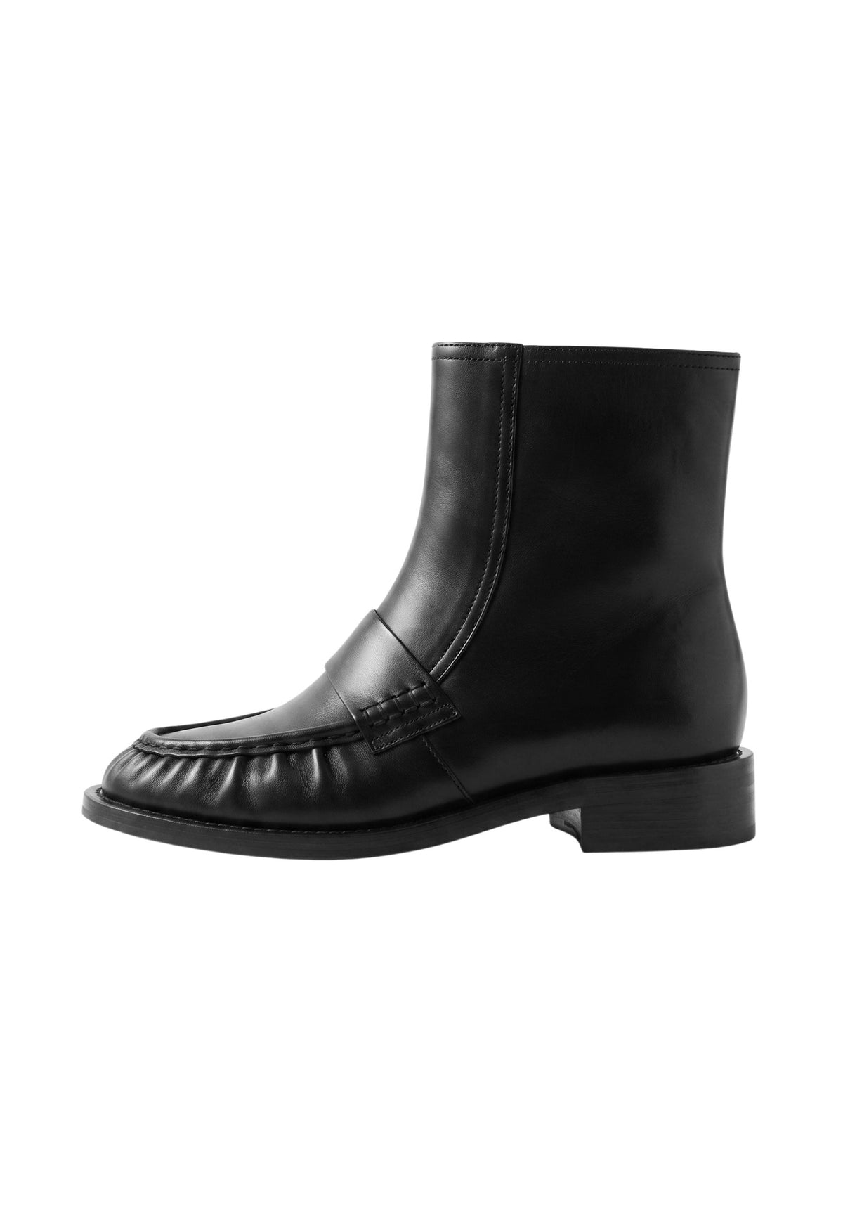 Bottines à bout mocassin en cuir – noir