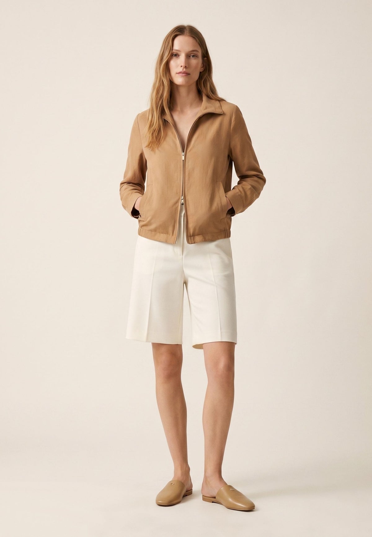Minimalist Leather Mules - Beige
